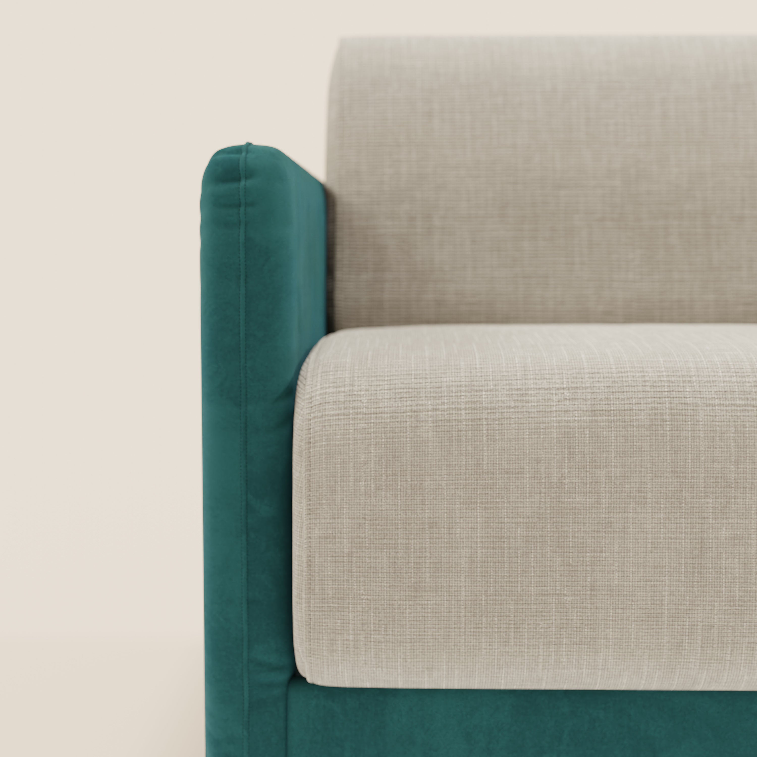 Narciso divano letto desing con materasso H18 cm bicolore con struttura in microfibra smacchiabile e imbottiture in elegante tessuto impermeabile T06 - divani.store