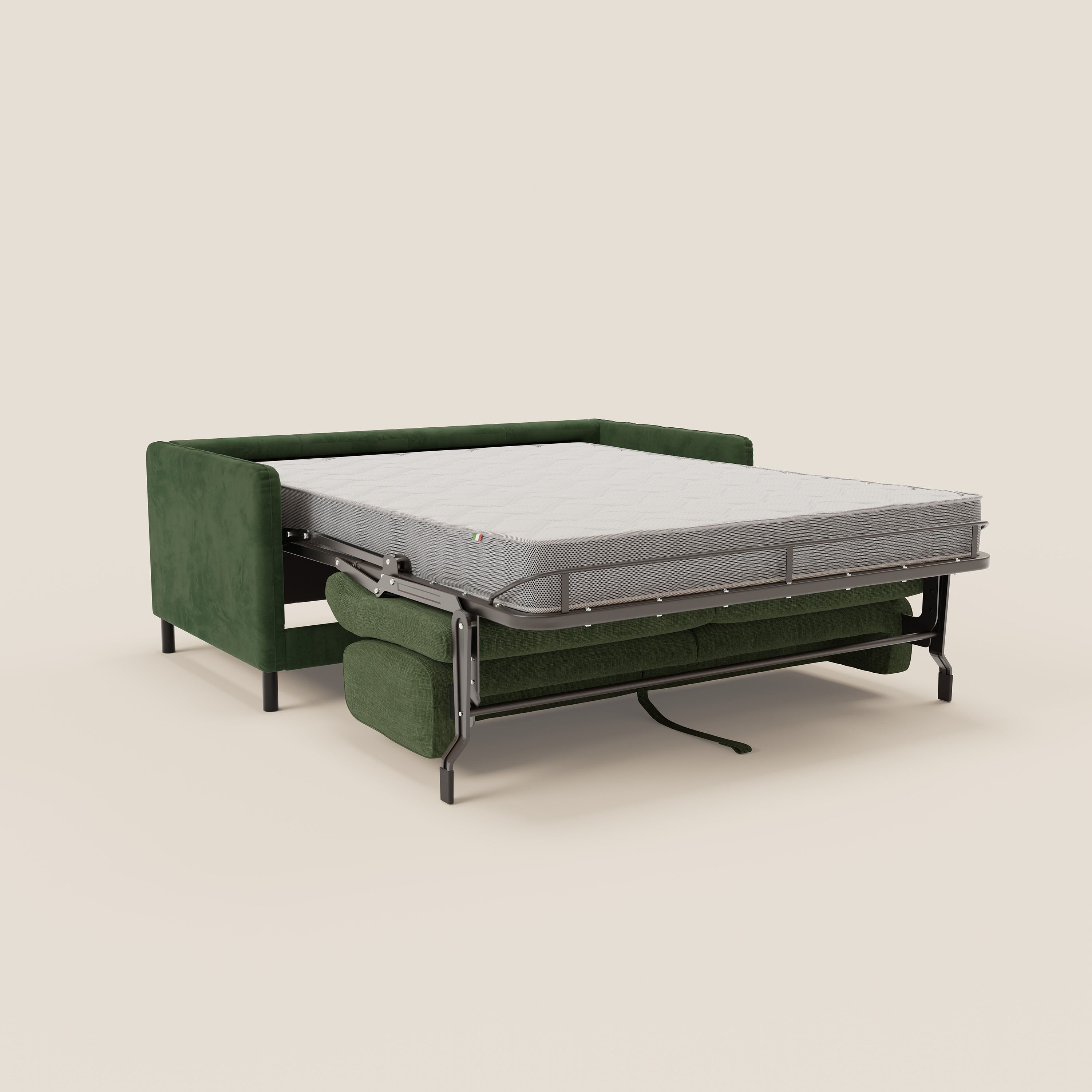 Narciso divano letto desing con materasso H18 cm bicolore con struttura in microfibra smacchiabile e imbottiture in elegante tessuto impermeabile T06 - divani.store