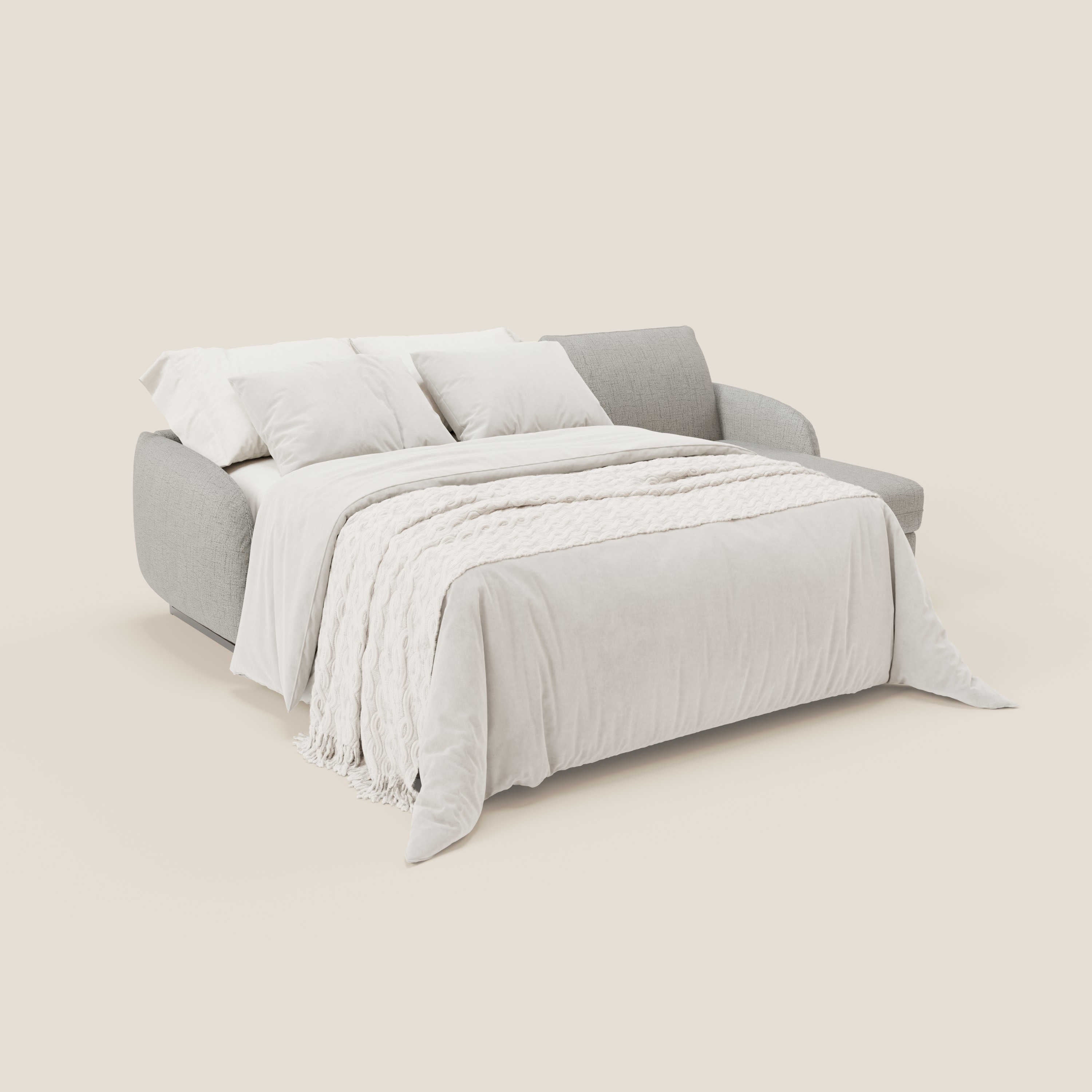 Ninfea Divano Letto Angolare con Penisola Contenitore e Materasso H18 cm - piedini in metallo e Tessuto impermeabile T03 - divani.store