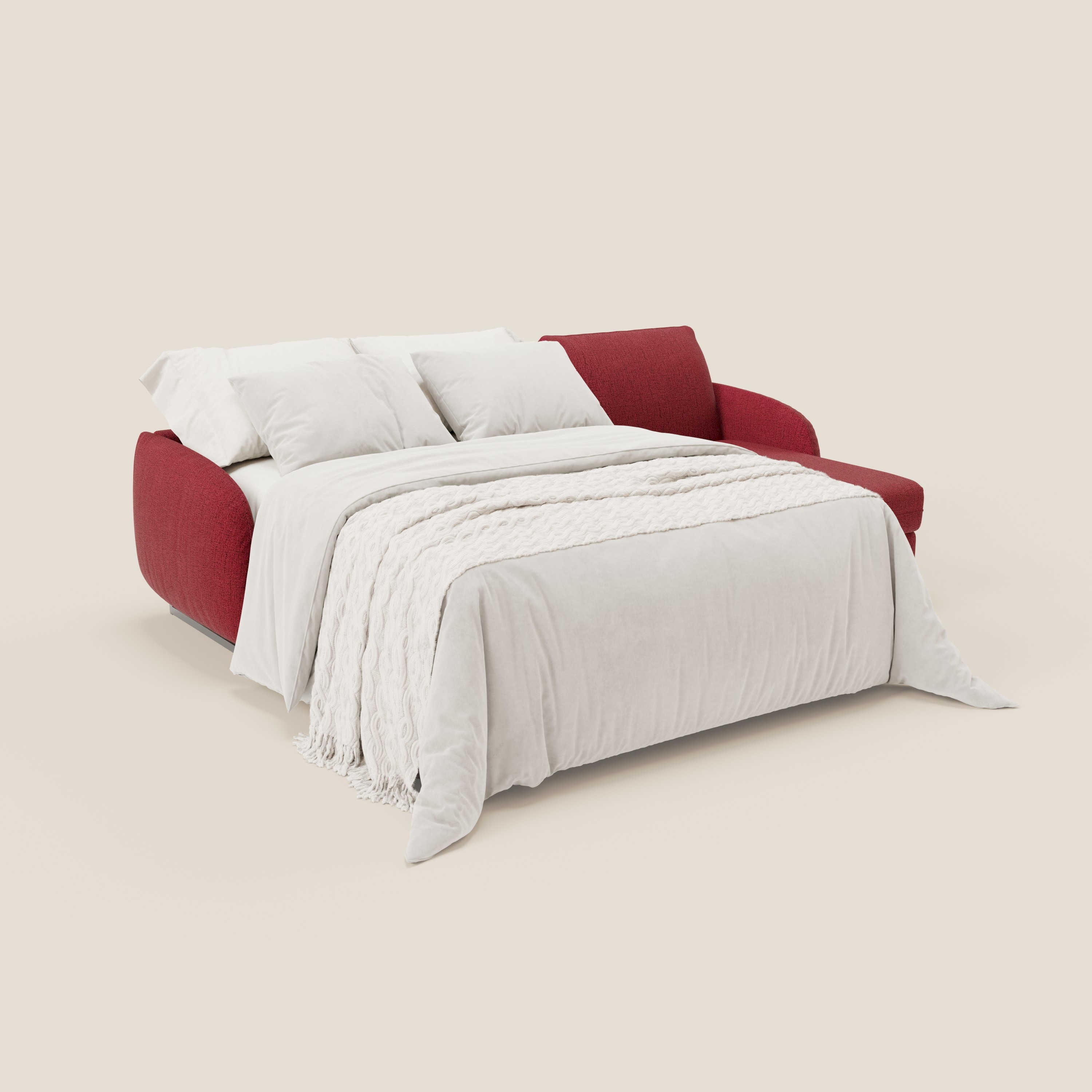 Ninfea Divano Letto Angolare con Penisola Contenitore e Materasso H18 cm - piedini in metallo e Tessuto impermeabile T03 - divani.store