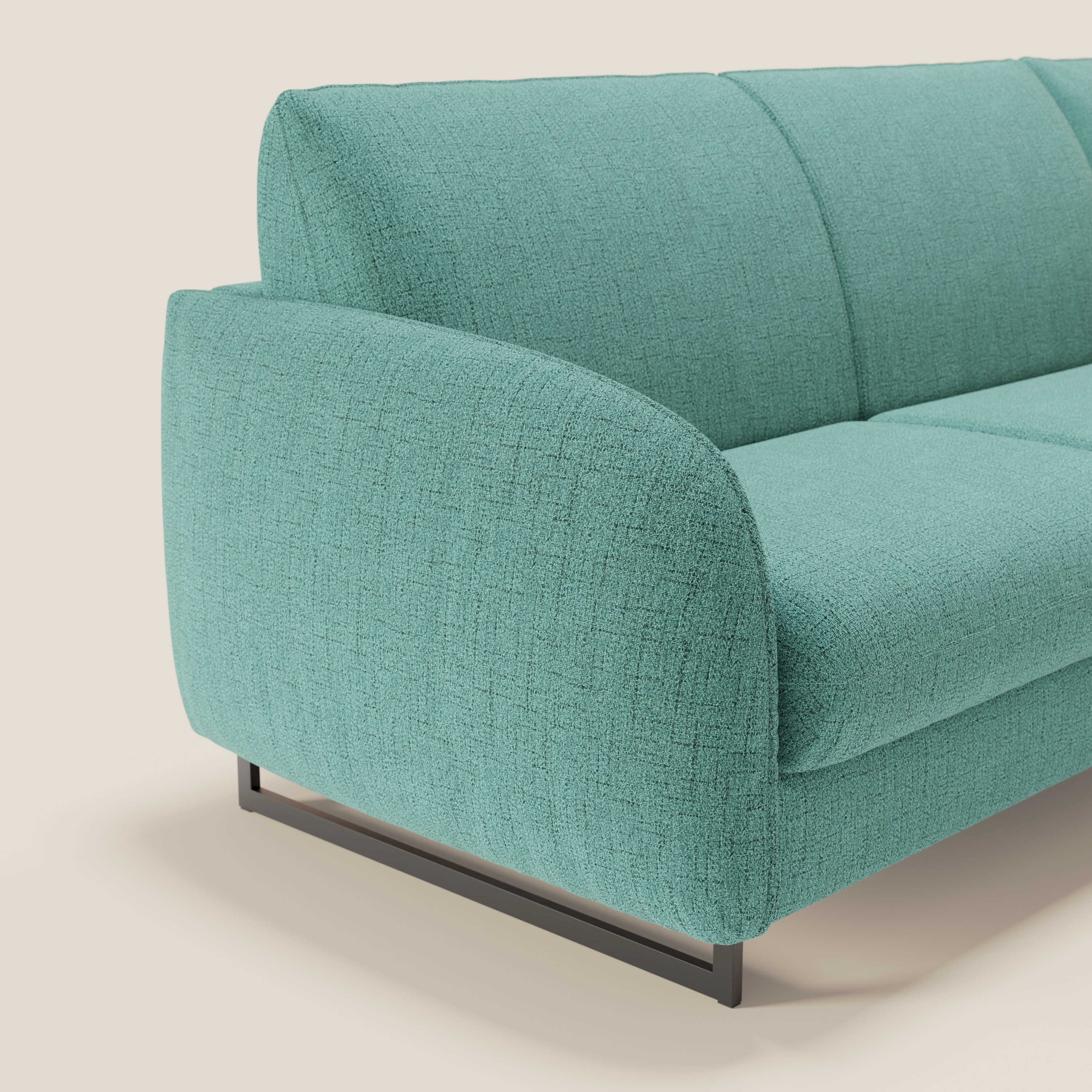 Ninfea Divano Letto Angolare con Penisola Contenitore e Materasso H18 cm - piedini in metallo e Tessuto impermeabile T03 - divani.store