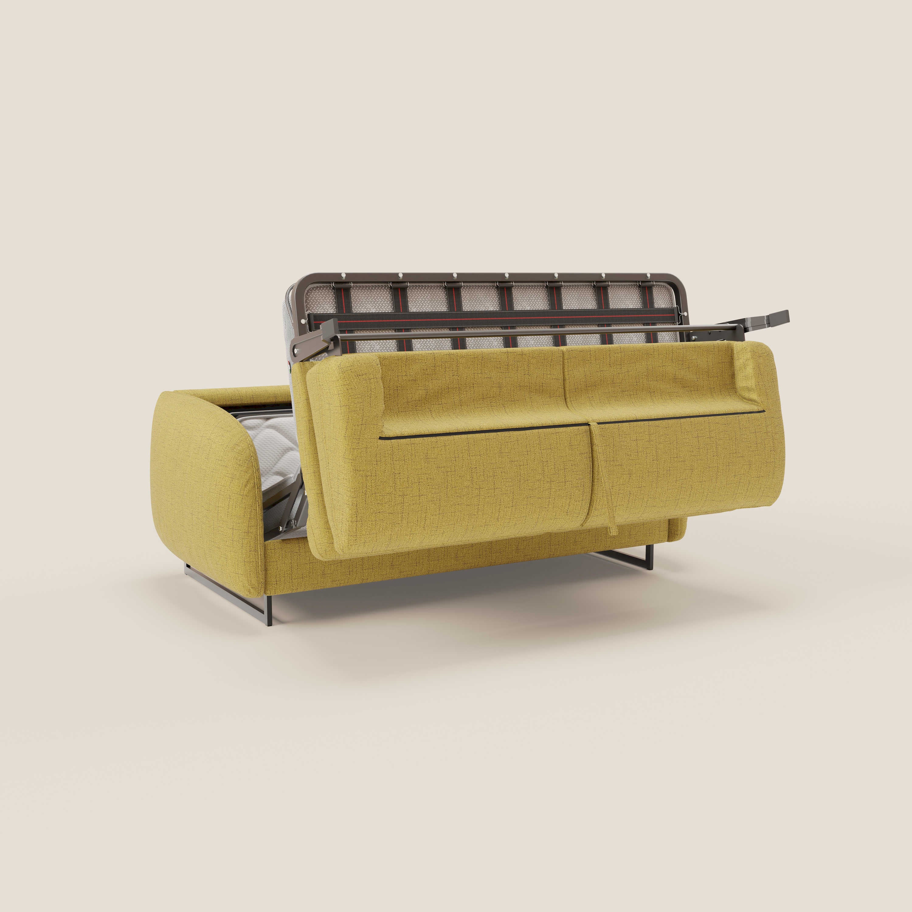 Ninfea divano letto Design Morbido con Piedini alti in Metallo e Materasso H18 cm in tessuto impermeabile T03 - divani.store