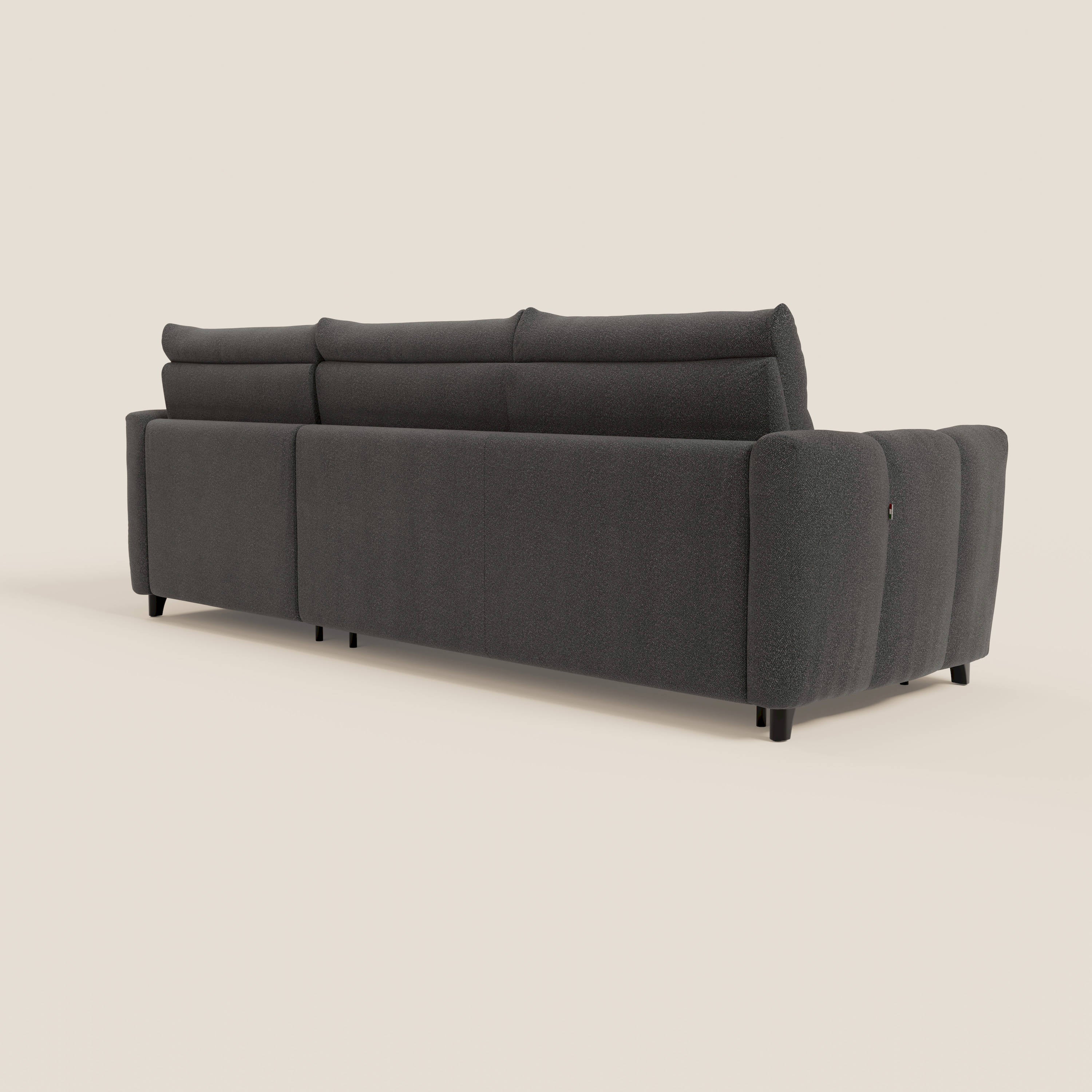 Peonia divano letto angolare con Penisola Contenitore - Materasso H18 cm in Bouclé Impermeabile T07 - divani.store