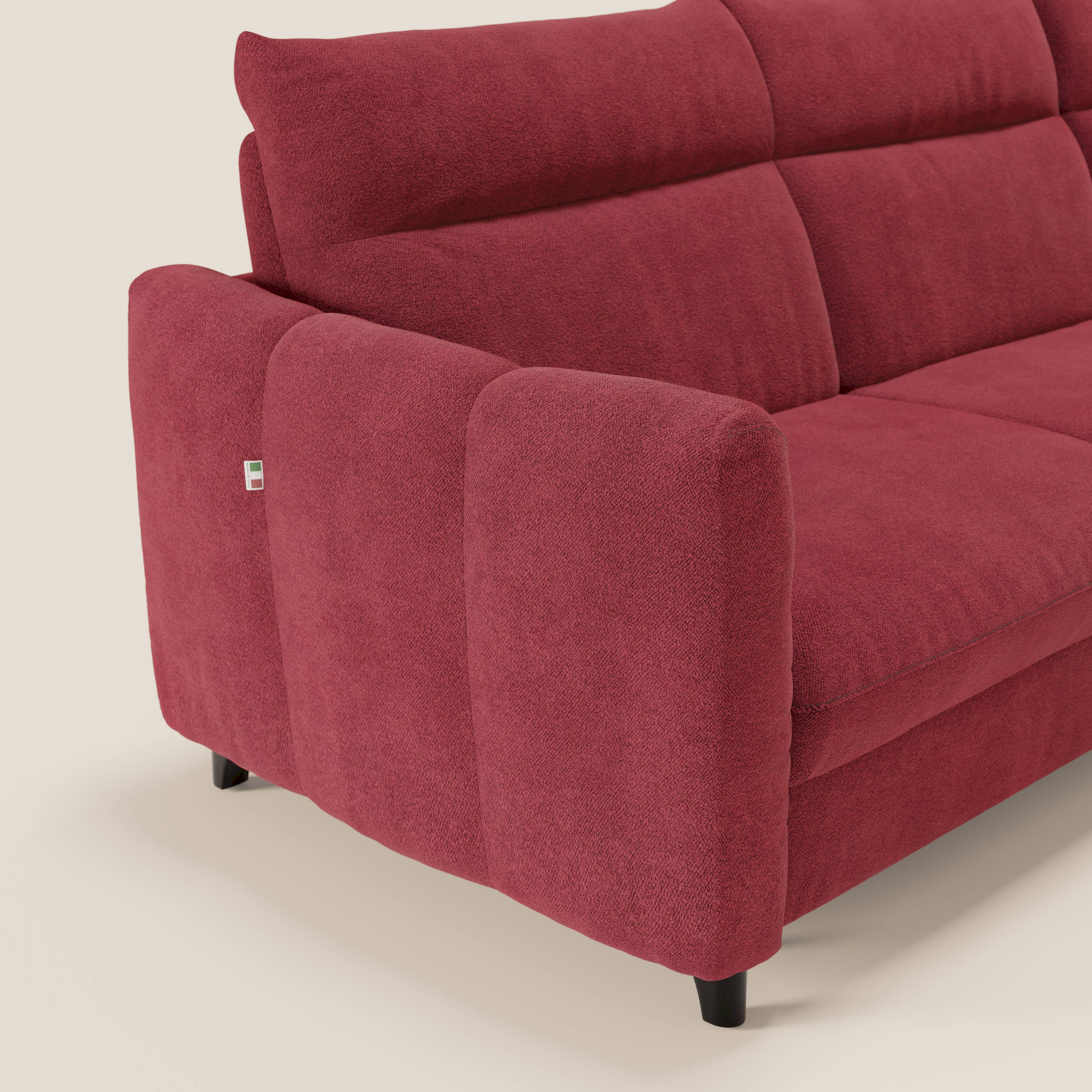 Peonia divano letto angolare con Penisola Contenitore - Materasso H18 cm in Bouclé Impermeabile T07 - divani.store