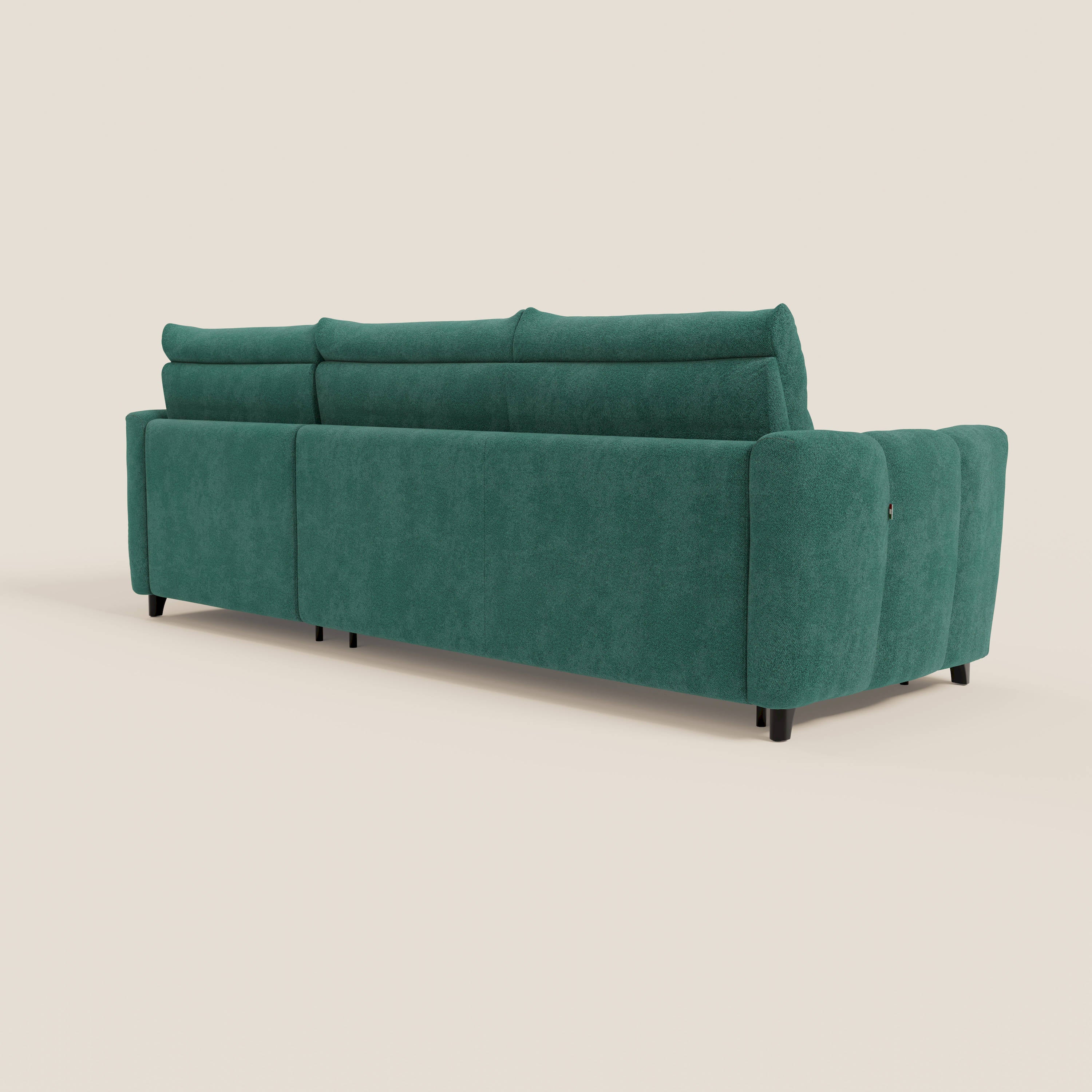 Peonia divano letto angolare con Penisola Contenitore - Materasso H18 cm in Bouclé Impermeabile T07 - divani.store