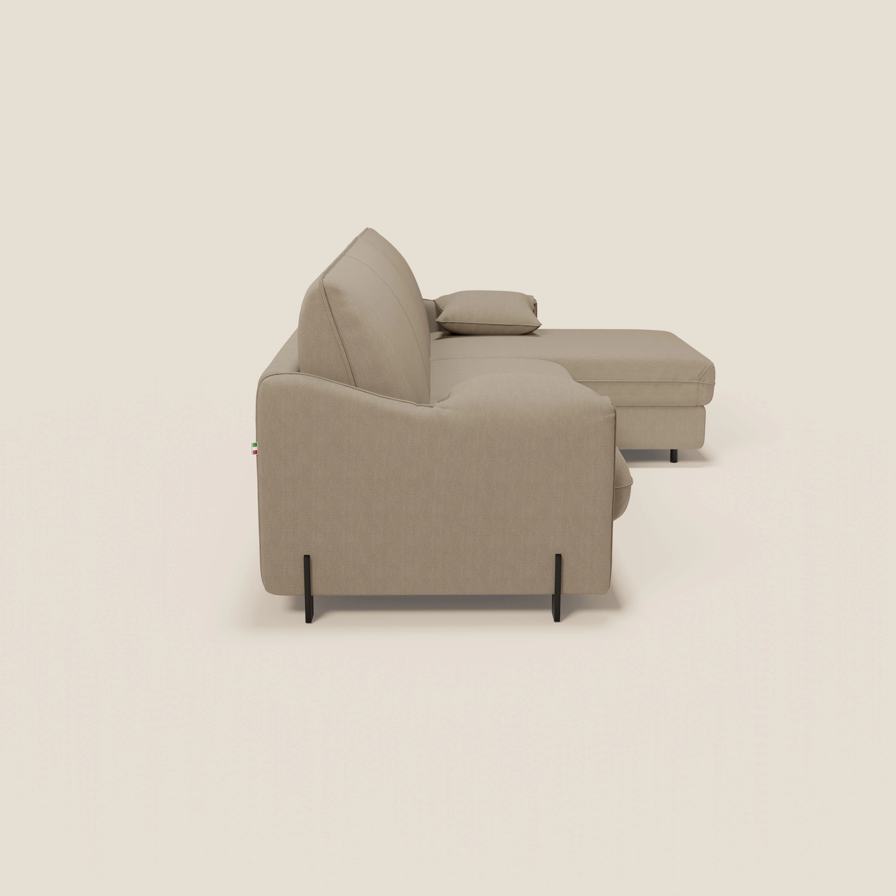 Primula divano letto angolare con materasso H18 cm - penisola contenitore in tessuto smacchiabile T05 - divani.store