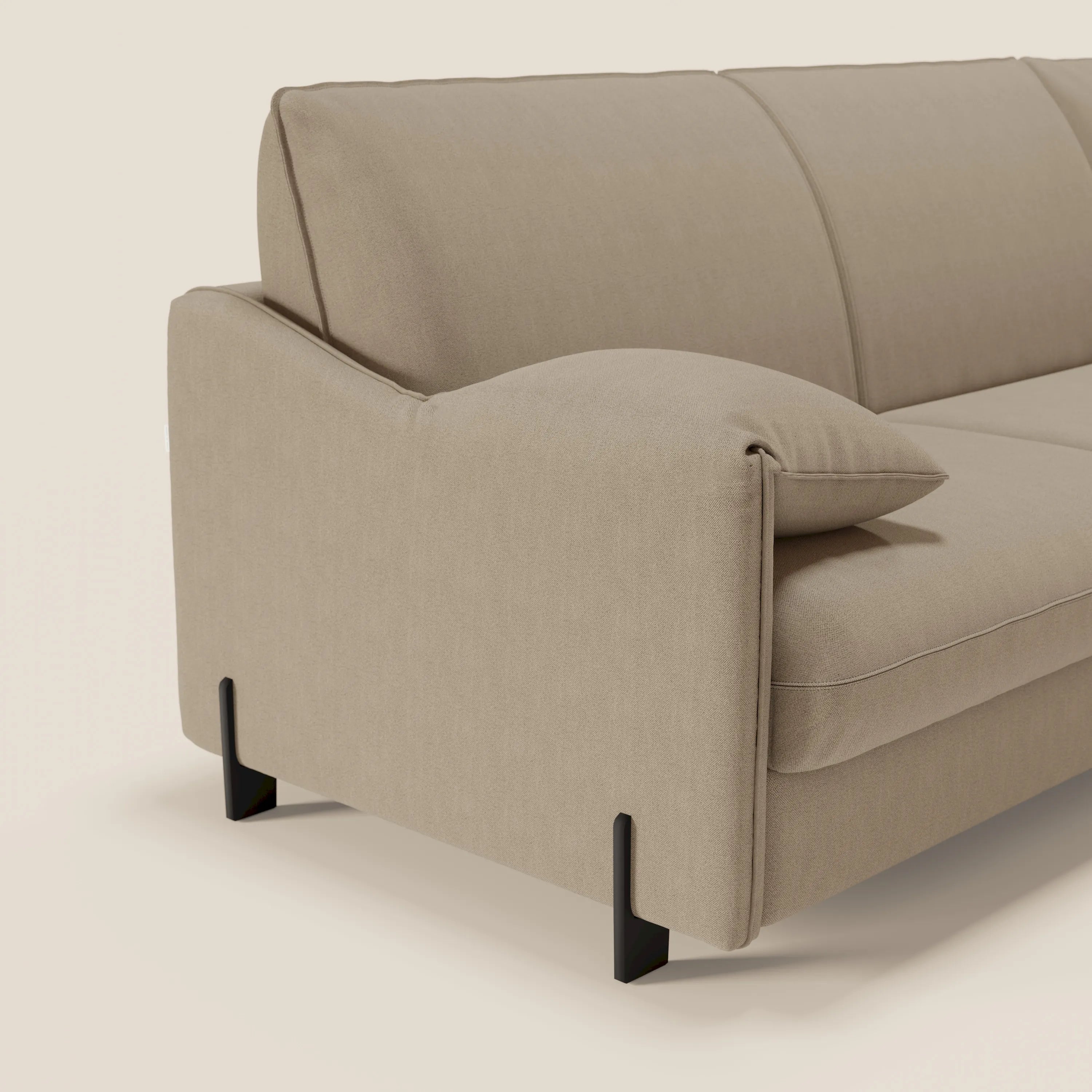 Primula divano letto angolare con materasso H18 cm - penisola contenitore in tessuto smacchiabile T05 - divani.store