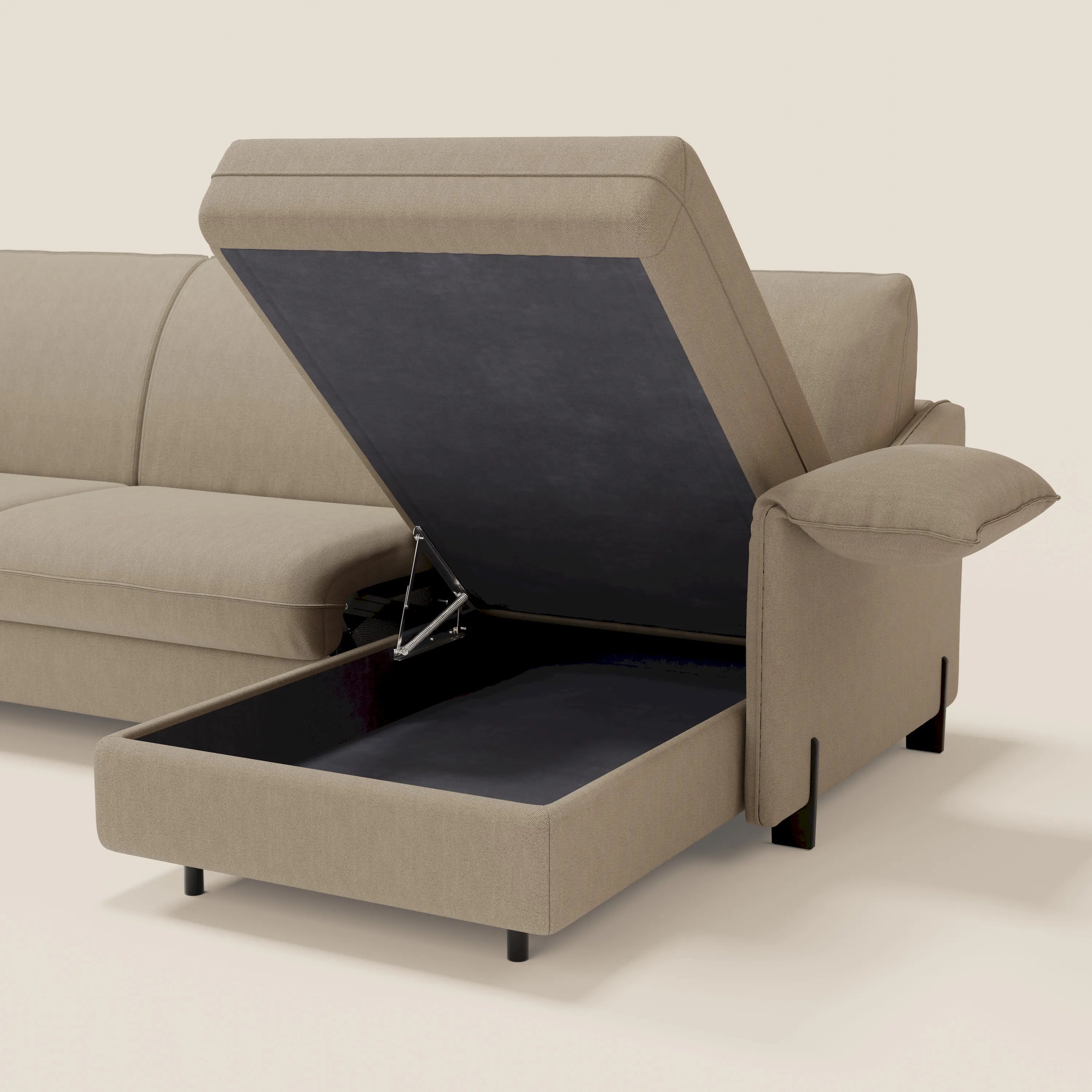 Primula divano letto angolare con materasso H18 cm - penisola contenitore in tessuto smacchiabile T05 - divani.store