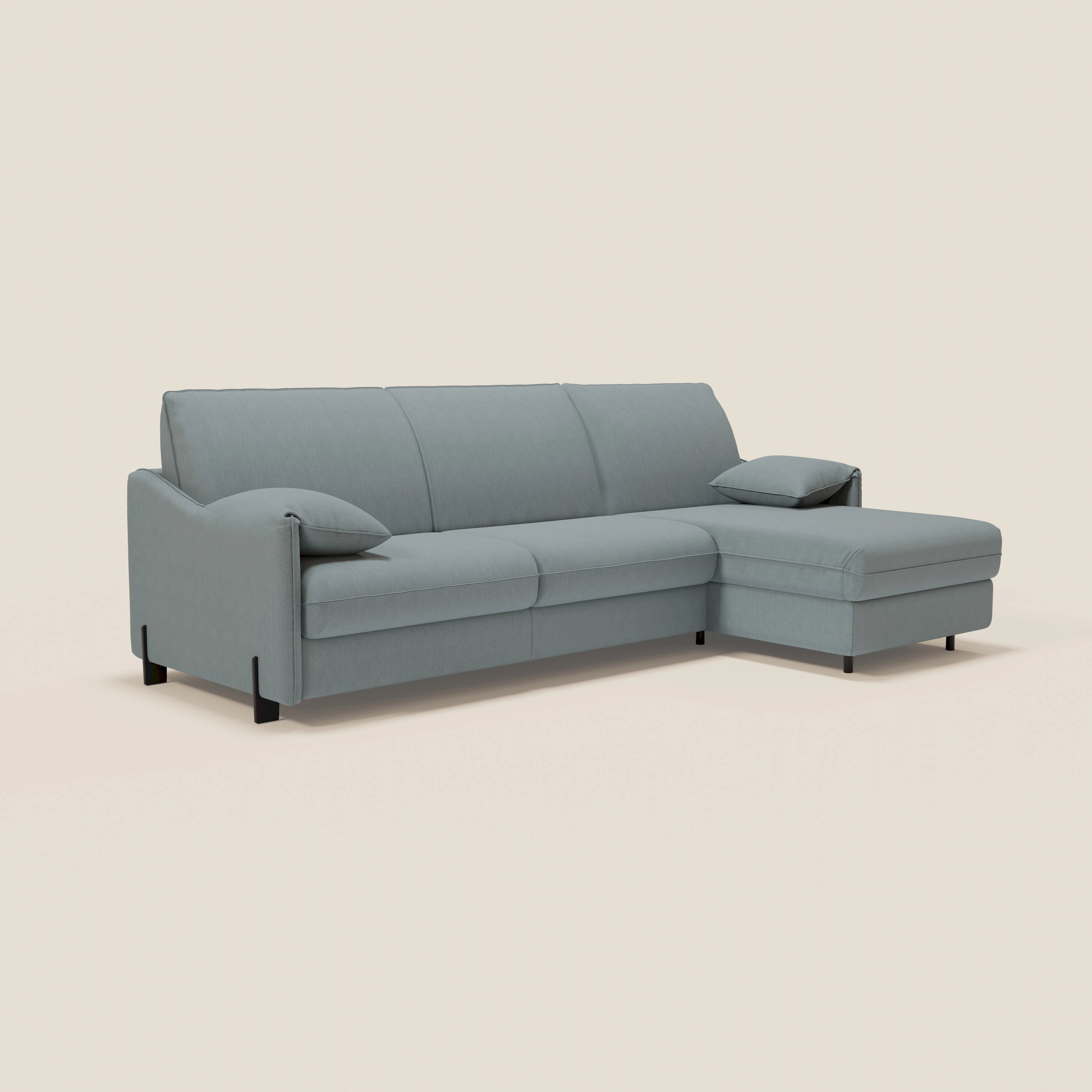 Primula divano letto angolare con materasso H18 cm - penisola contenitore in tessuto smacchiabile T05 - divani.store