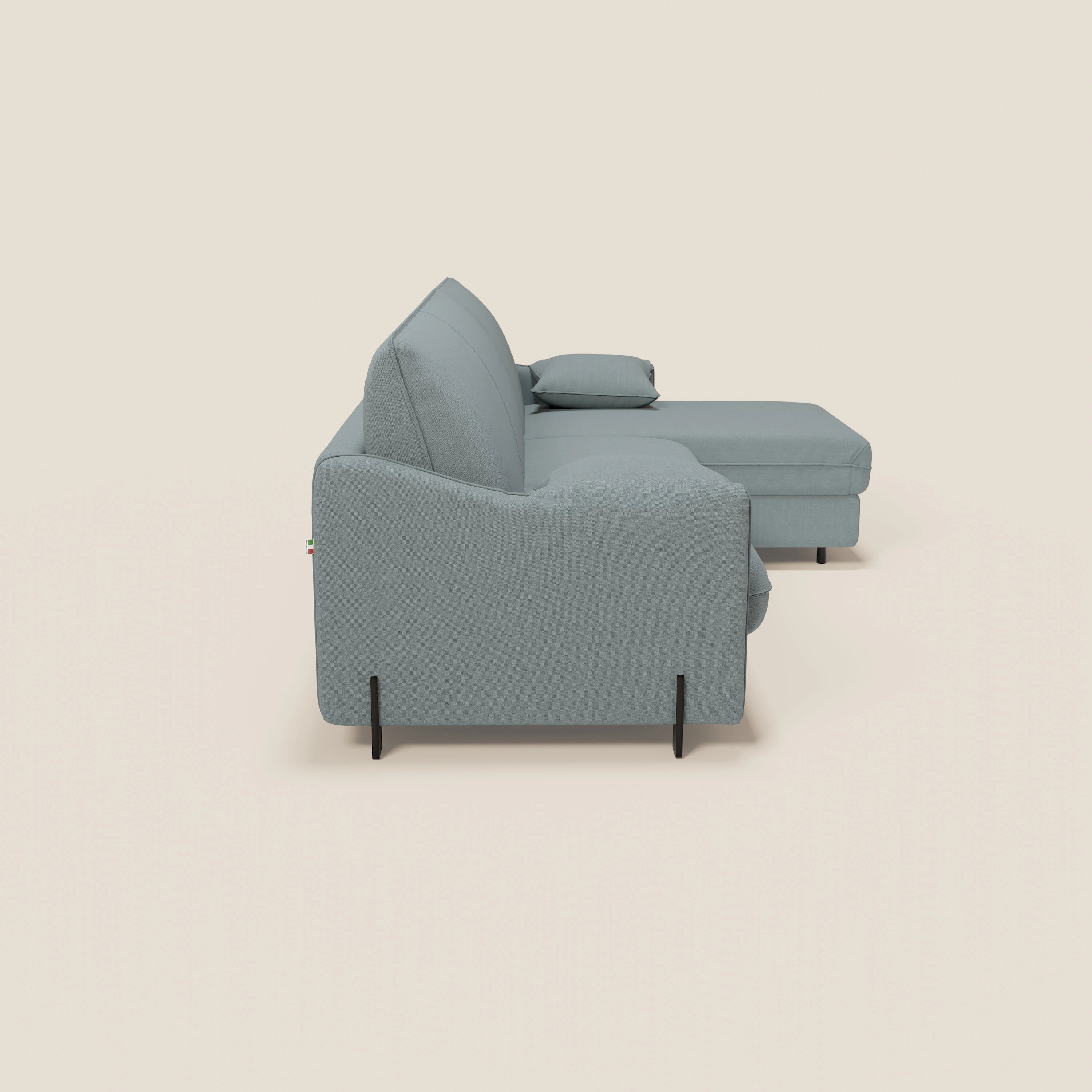 Primula divano letto angolare con materasso H18 cm - penisola contenitore in tessuto smacchiabile T05 - divani.store