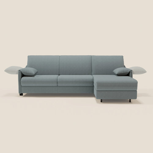 Primula divano letto angolare con materasso H18 cm - penisola contenitore in tessuto smacchiabile T05 - divani.store