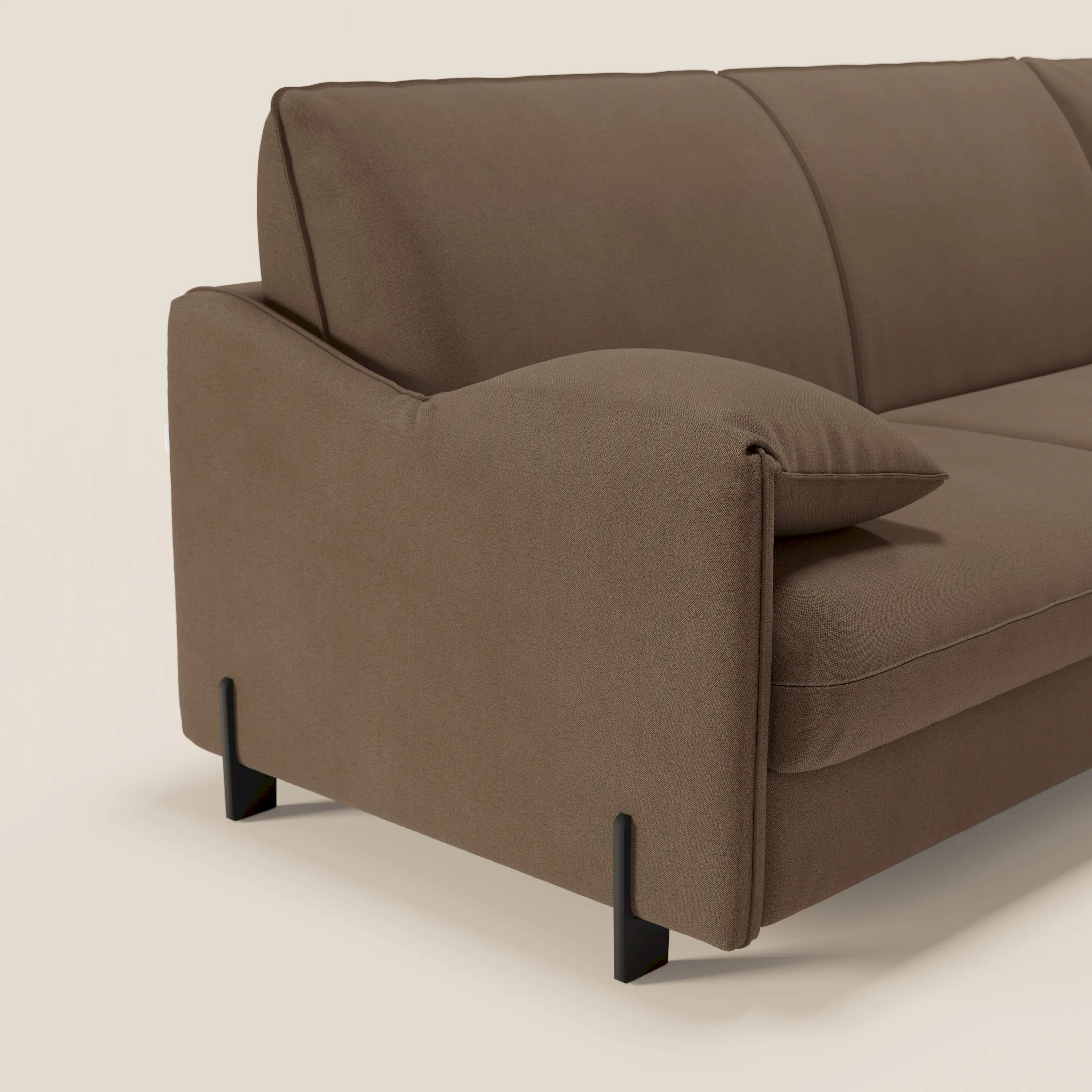 Primula divano letto angolare con materasso H18 cm - penisola contenitore in tessuto smacchiabile T05 - divani.store