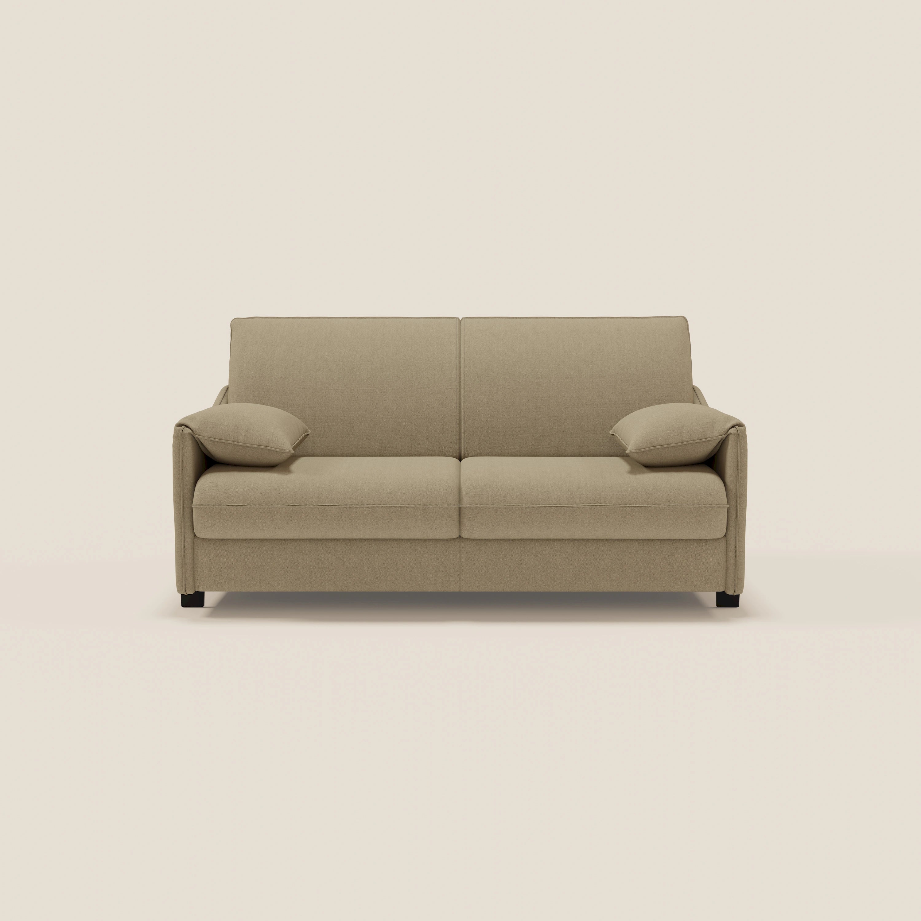 Primula divano letto con materasso alto 18 cm - braccioli mobili e tessuto smacchiabile T05 - divani.store