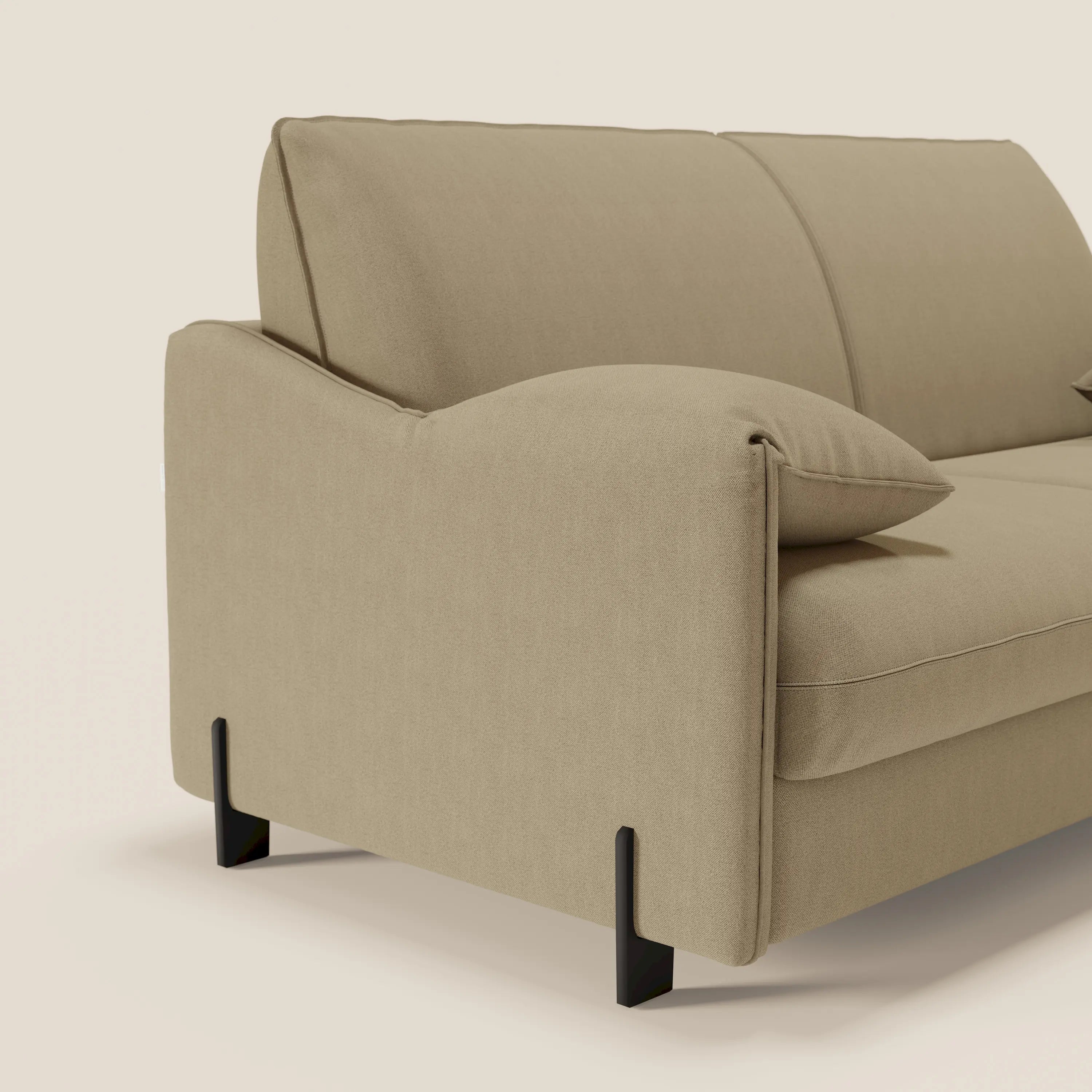 Primula divano letto con materasso alto 18 cm - braccioli mobili e tessuto smacchiabile T05 - divani.store