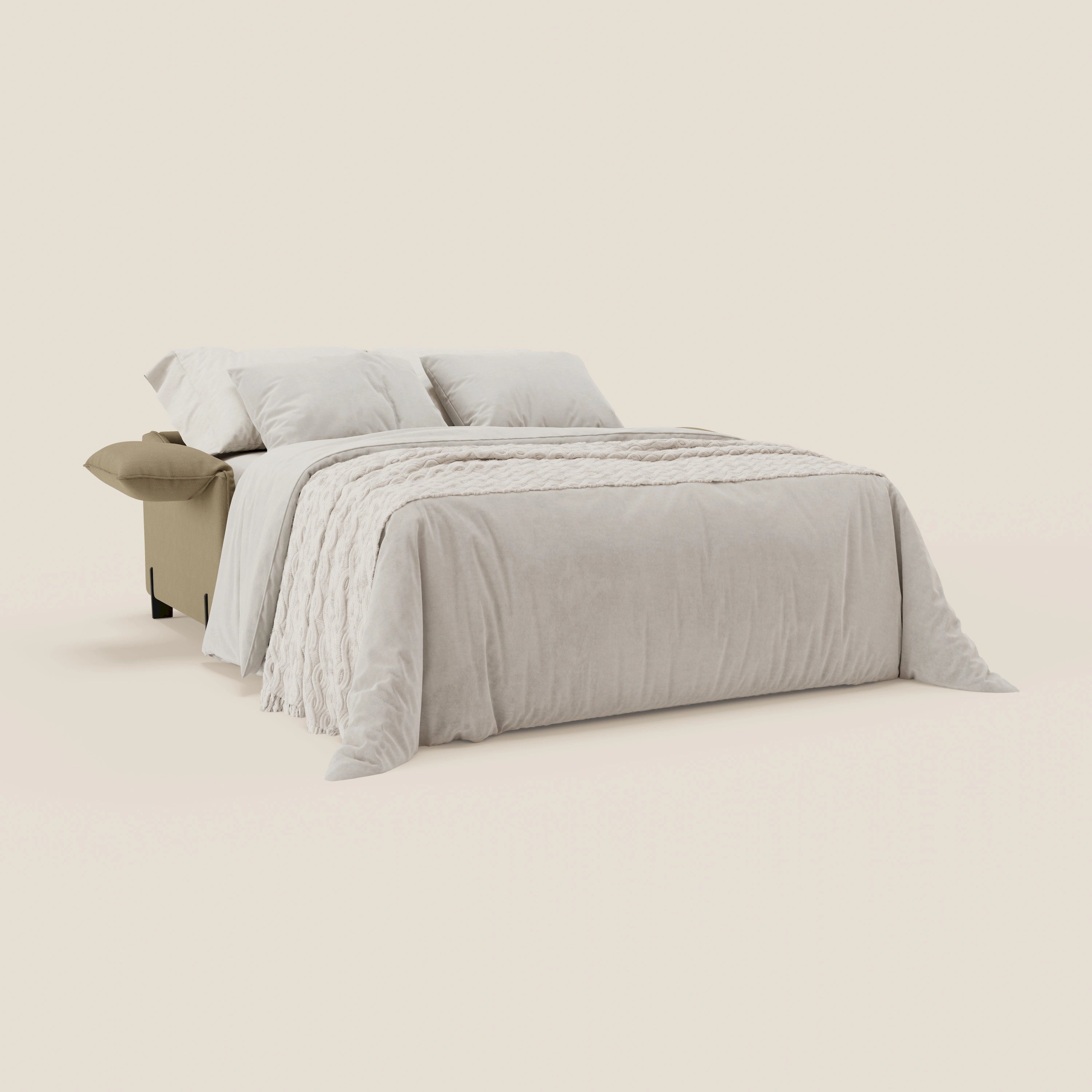 Primula divano letto con materasso alto 18 cm - braccioli mobili e tessuto smacchiabile T05 - divani.store