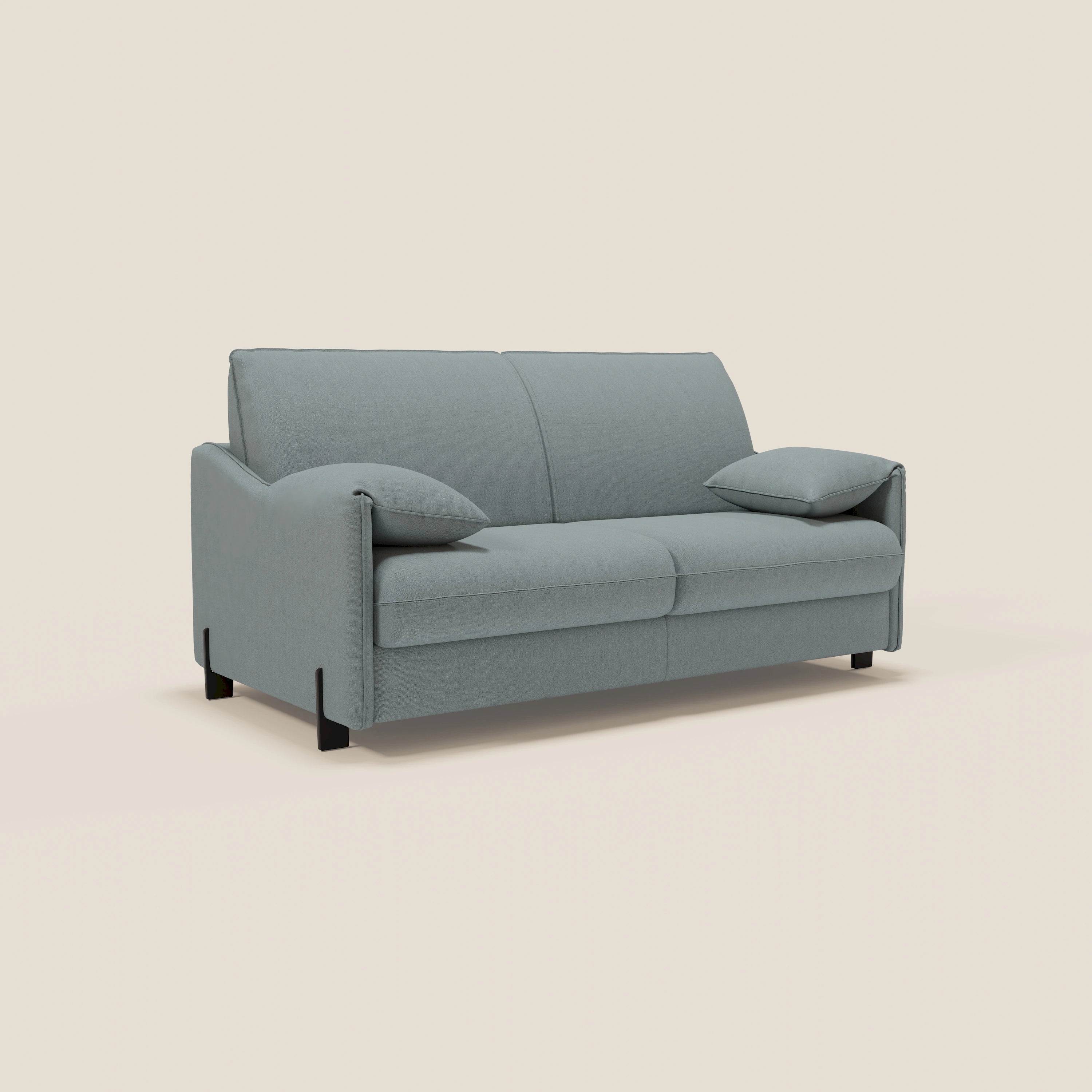 Primula divano letto con materasso alto 18 cm - braccioli mobili e tessuto smacchiabile T05 - divani.store