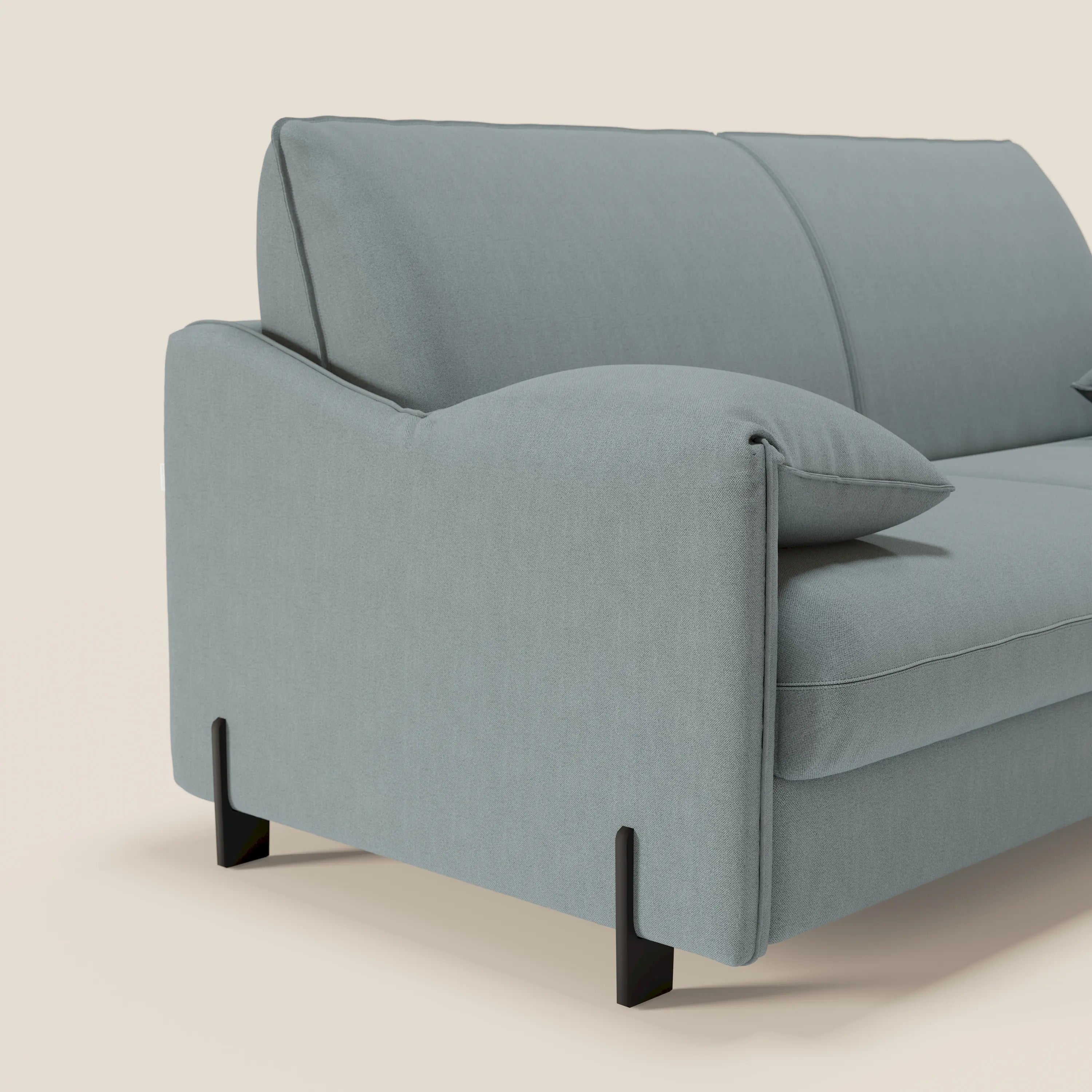 Primula divano letto con materasso alto 18 cm - braccioli mobili e tessuto smacchiabile T05 - divani.store