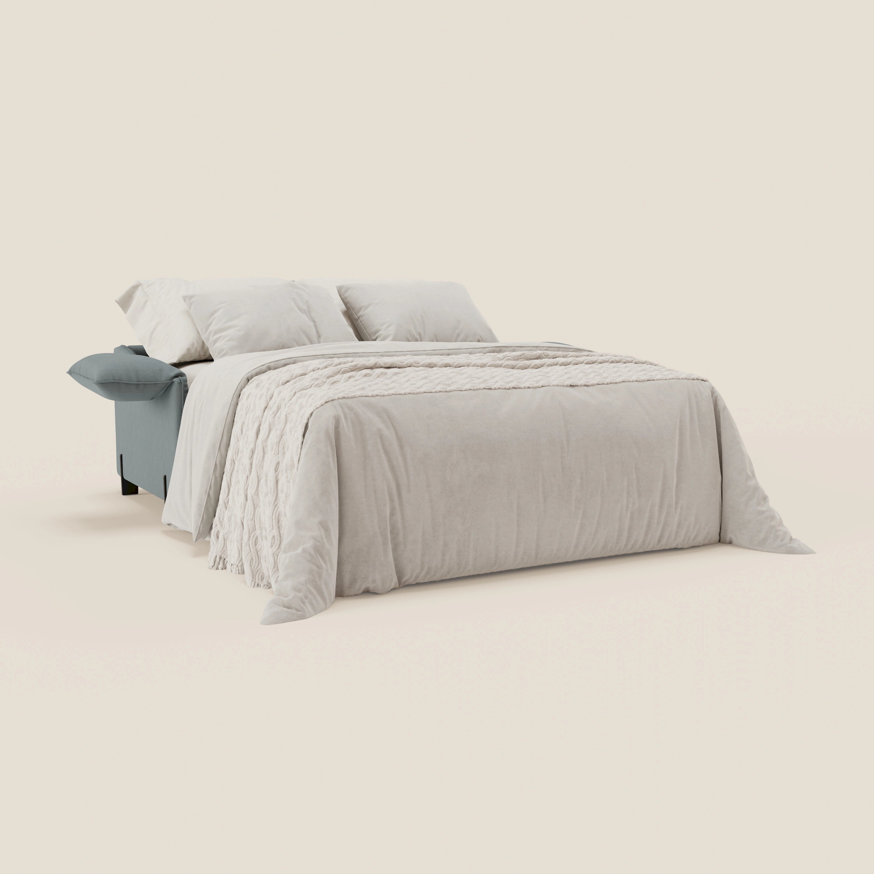 Primula divano letto con materasso alto 18 cm - braccioli mobili e tessuto smacchiabile T05 - divani.store