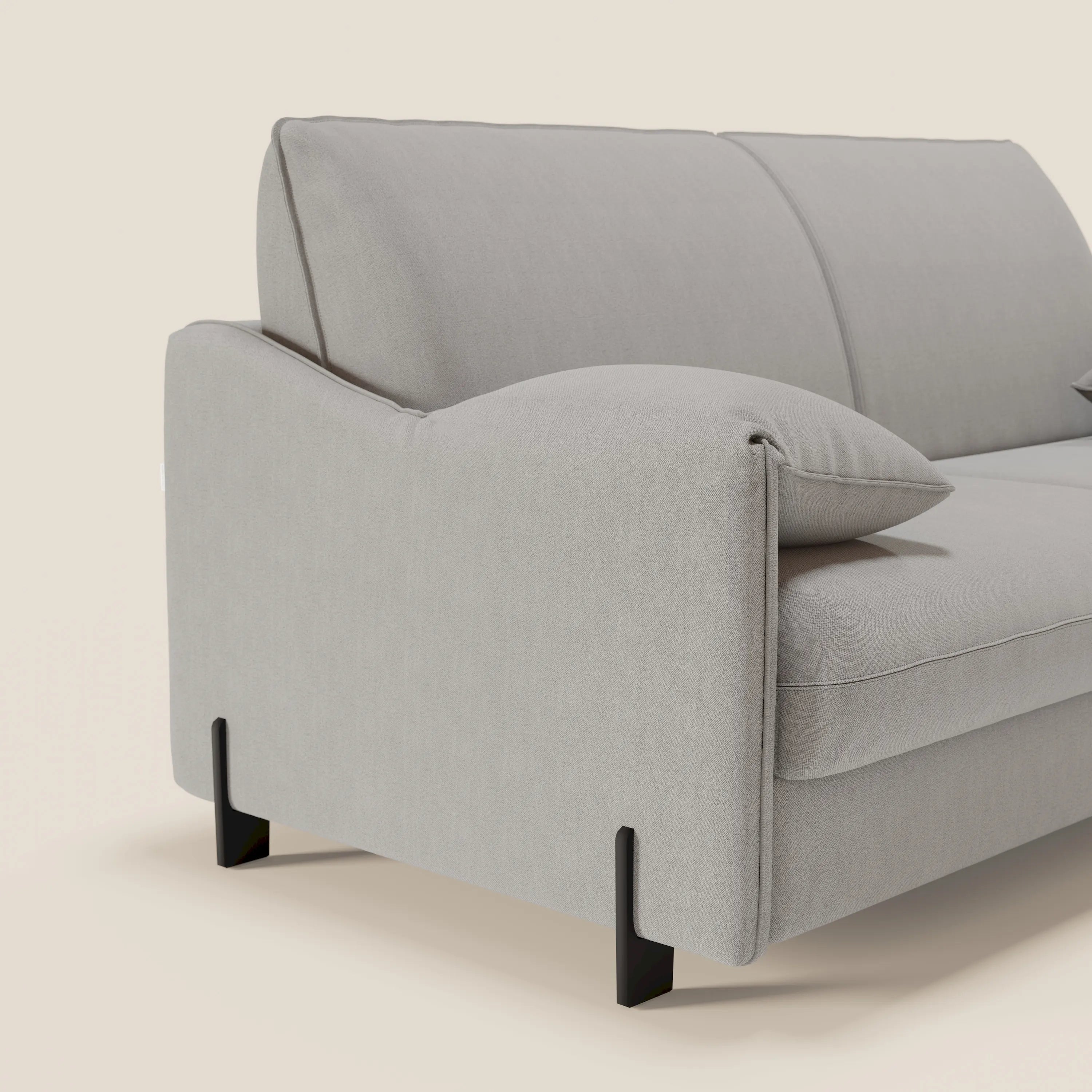 Primula divano letto con materasso alto 18 cm - braccioli mobili e tessuto smacchiabile T05 - divani.store