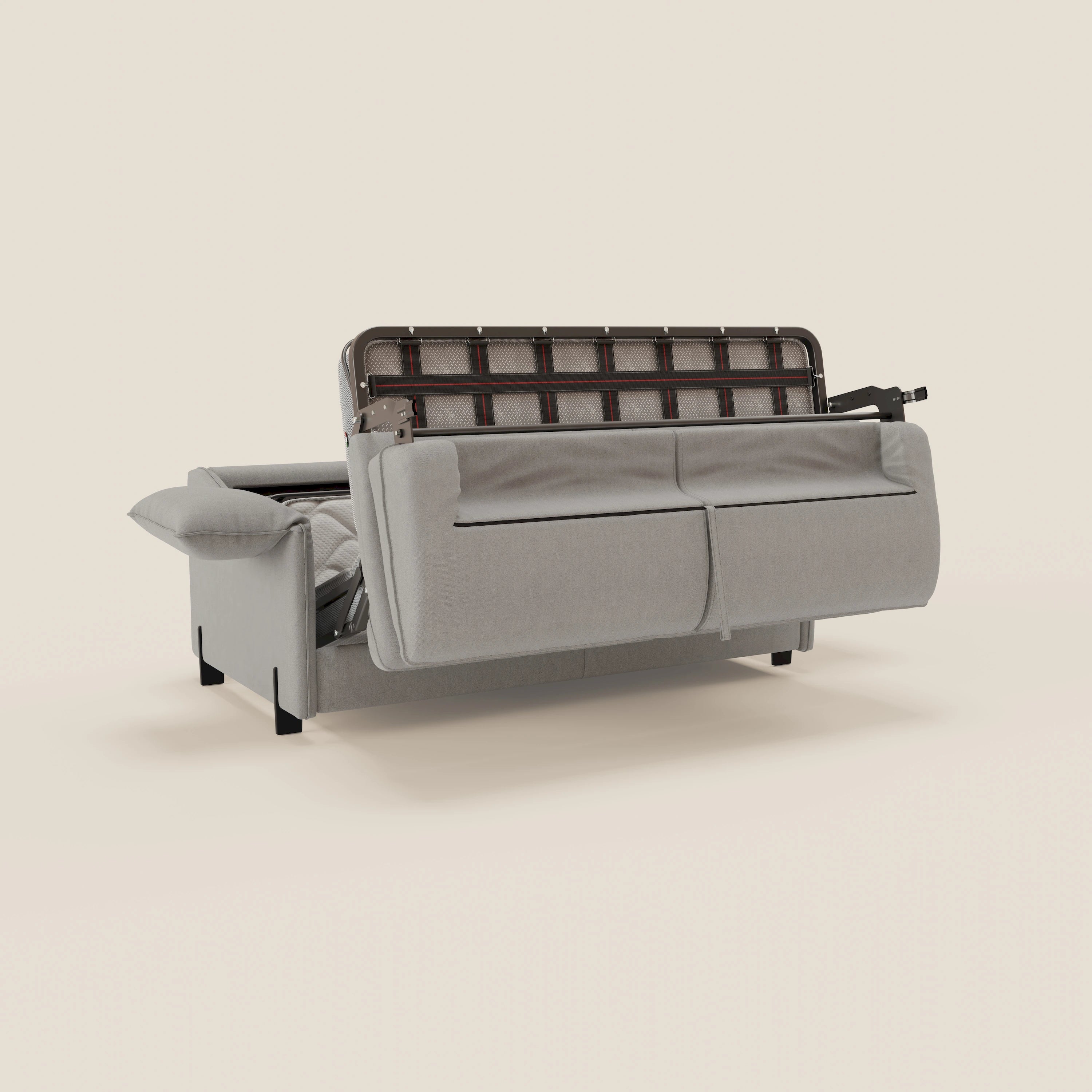 Primula divano letto con materasso alto 18 cm - braccioli mobili e tessuto smacchiabile T05 - divani.store