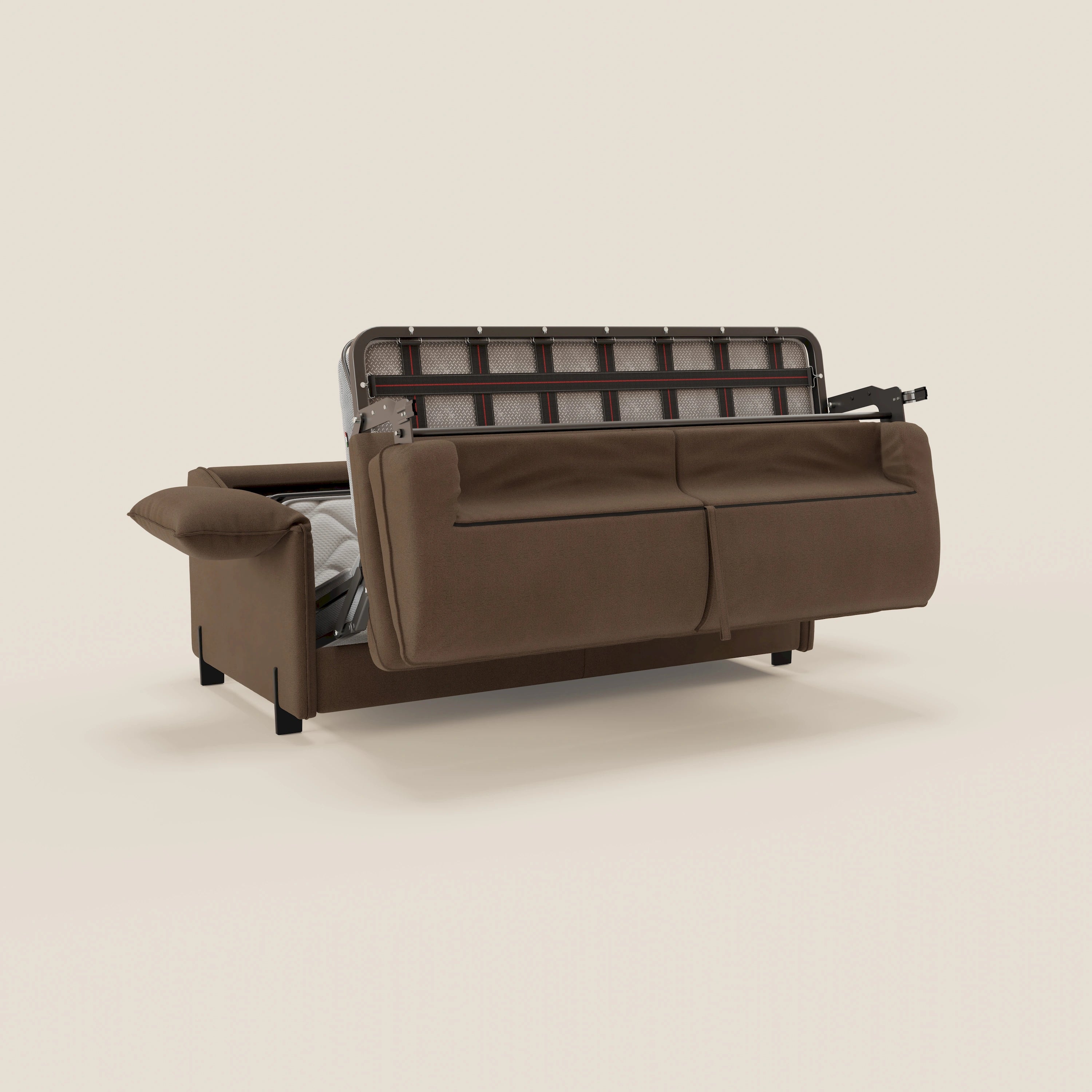 Primula divano letto con materasso alto 18 cm - braccioli mobili e tessuto smacchiabile T05 - divani.store