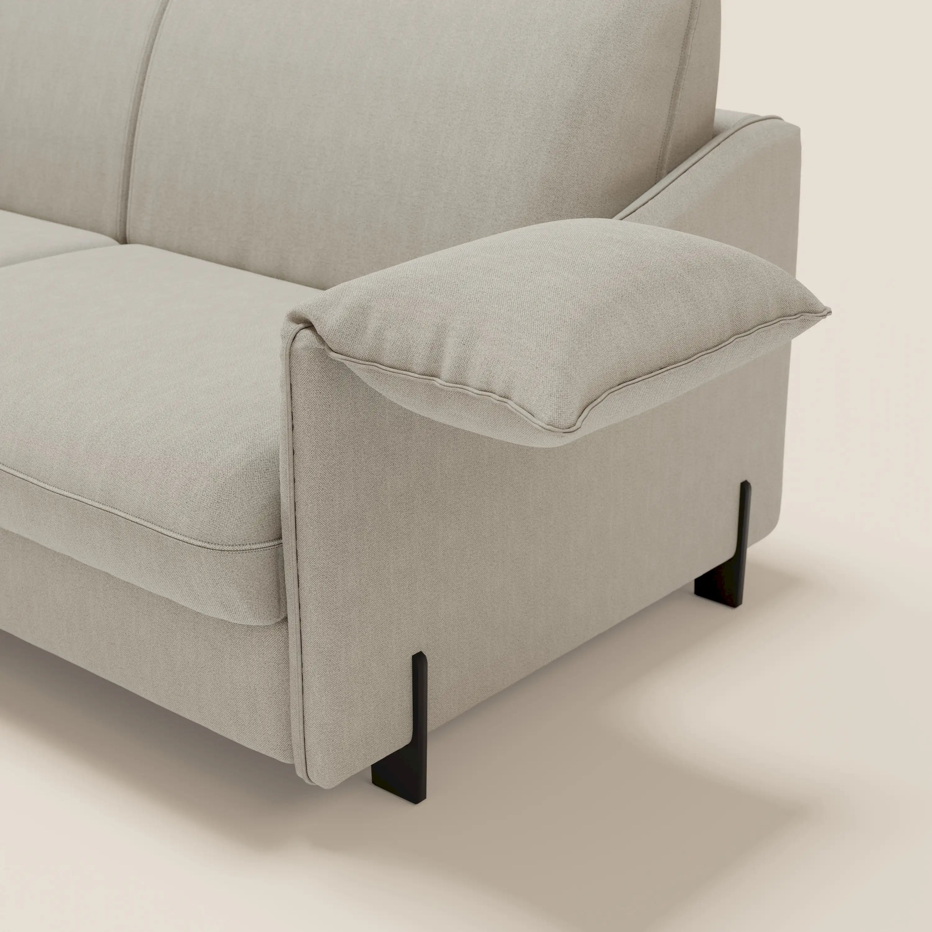 Primula divano letto con materasso alto 18 cm - braccioli mobili e tessuto smacchiabile T05 - divani.store
