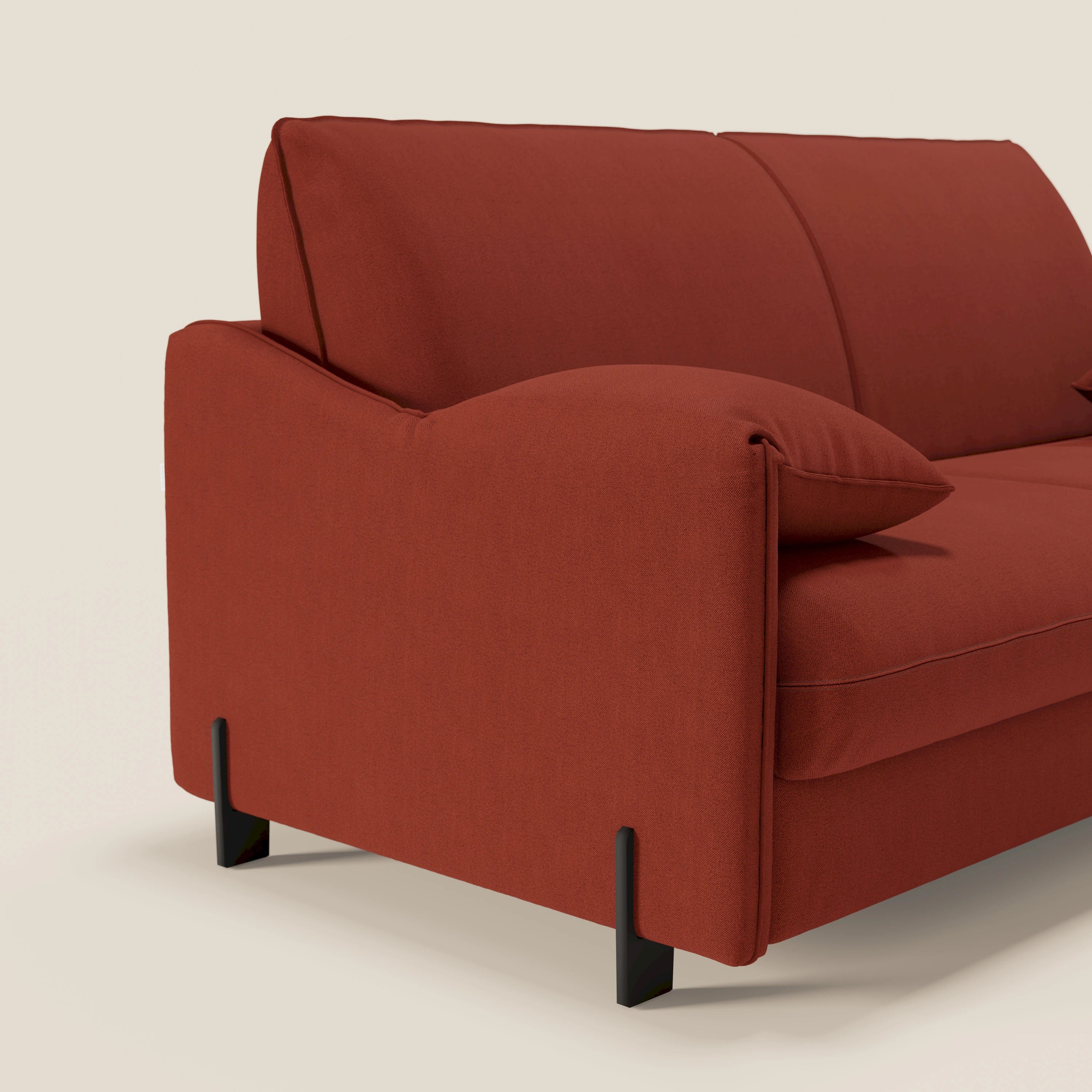 Primula divano letto con materasso alto 18 cm - braccioli mobili e tessuto smacchiabile T05 - divani.store