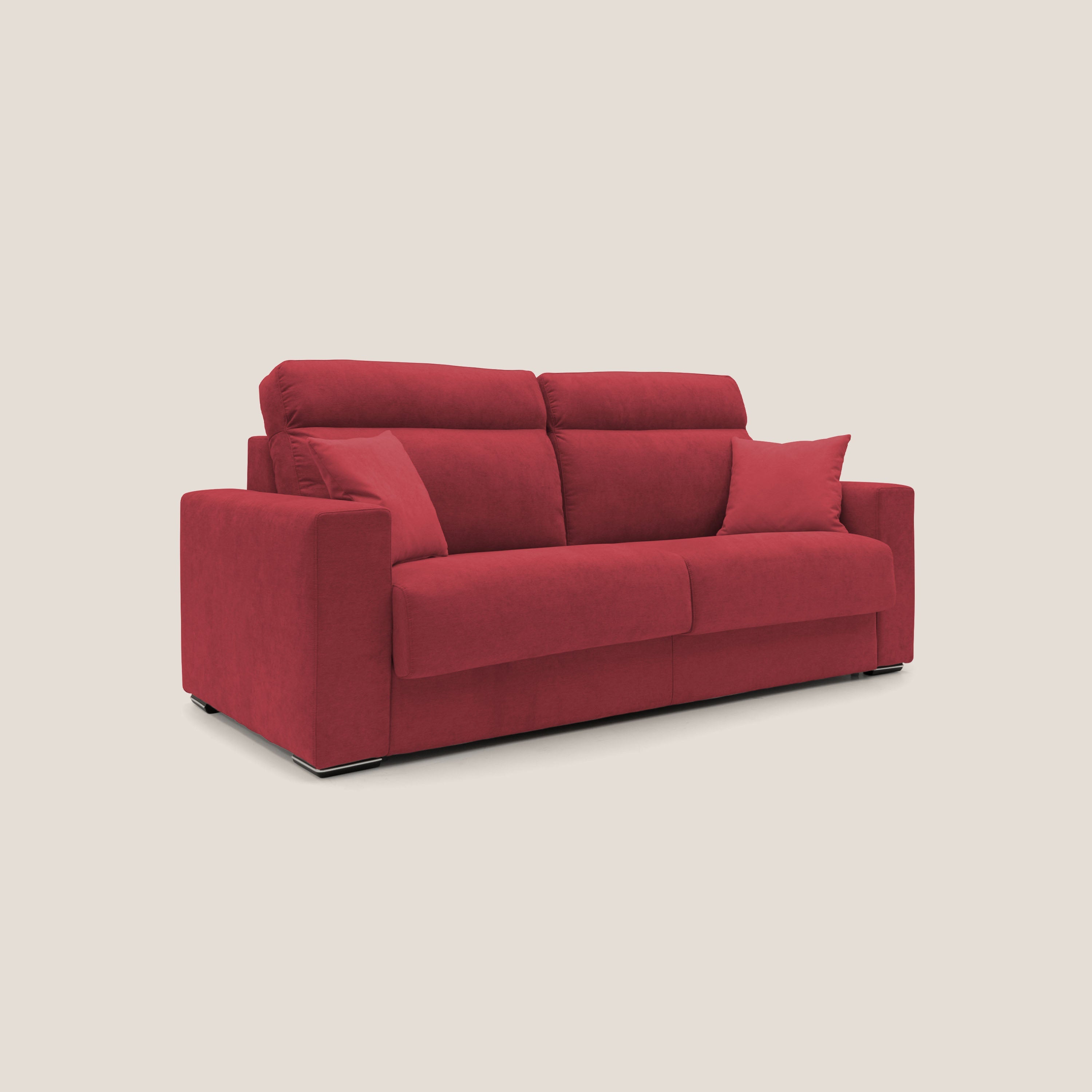 Nikita Divano letto matrimoniale con schienale morbido alto e rivestimento T02 rosso - divani.store