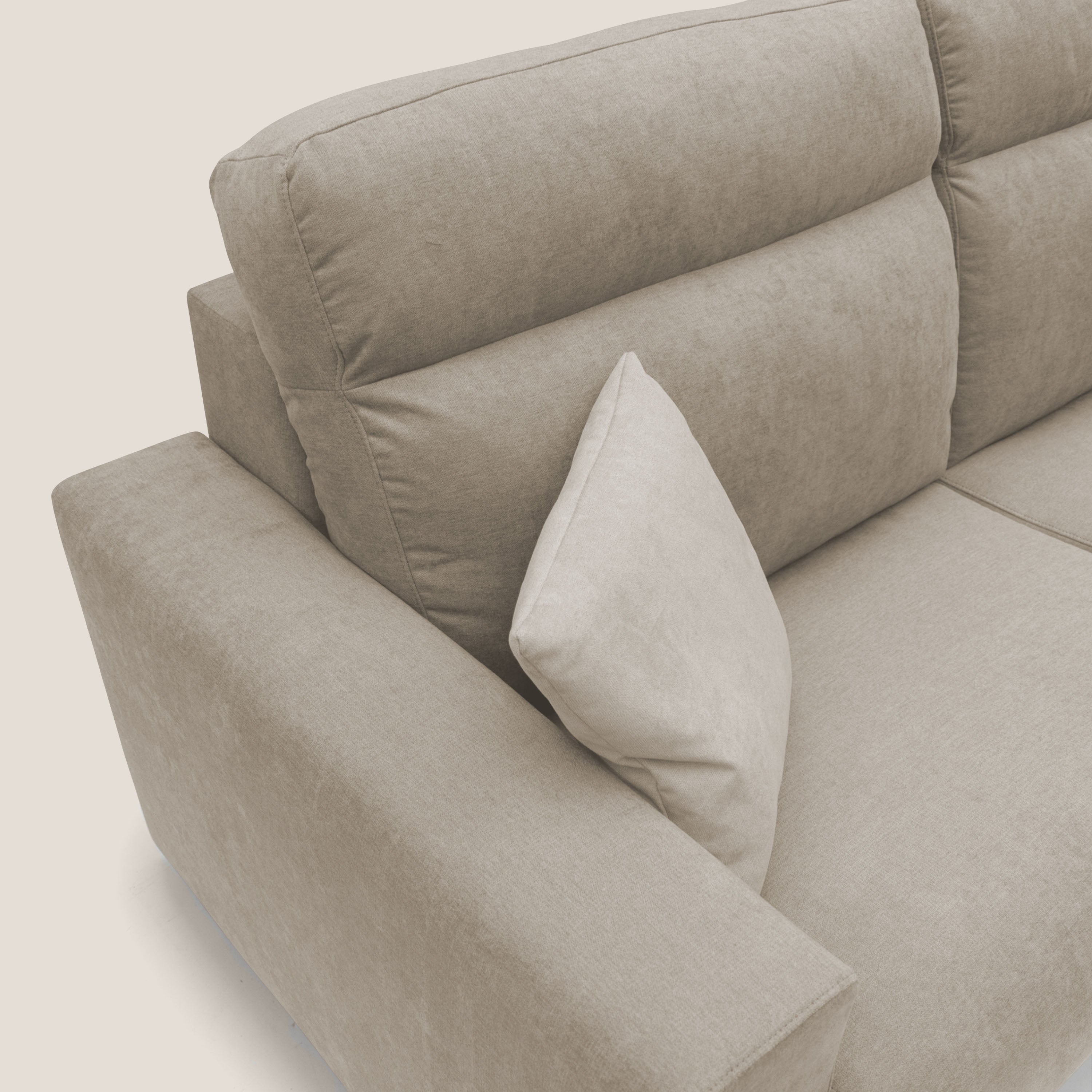 Nikita Divano letto matrimoniale con schienale morbido alto e rivestimento T02 beige - divani.store