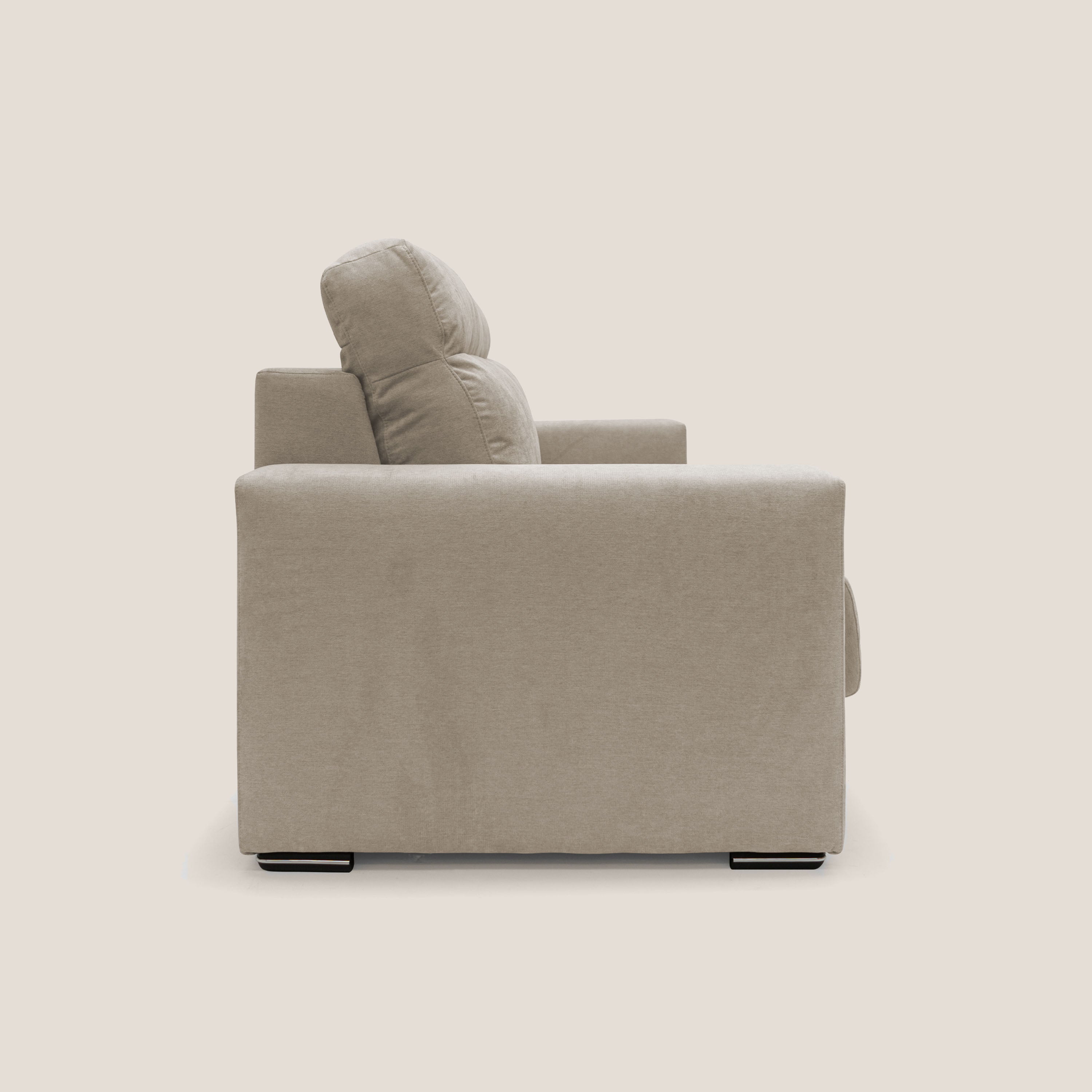 Nikita Divano letto matrimoniale con schienale morbido alto e rivestimento T02 beige - divani.store