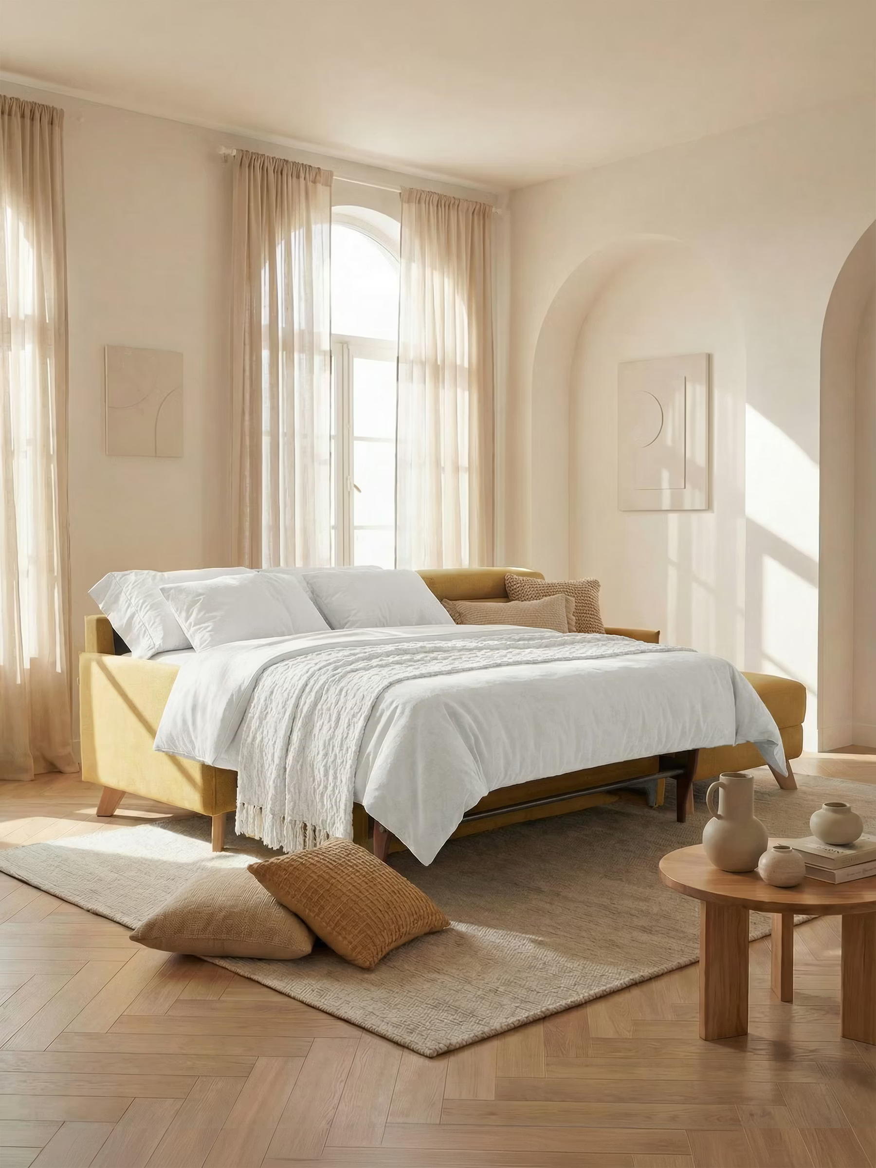 Sole Divano letto matrimoniale angolare con penisola contenitore e poggiatesta reclinabili - tessuto smacchiabile T23