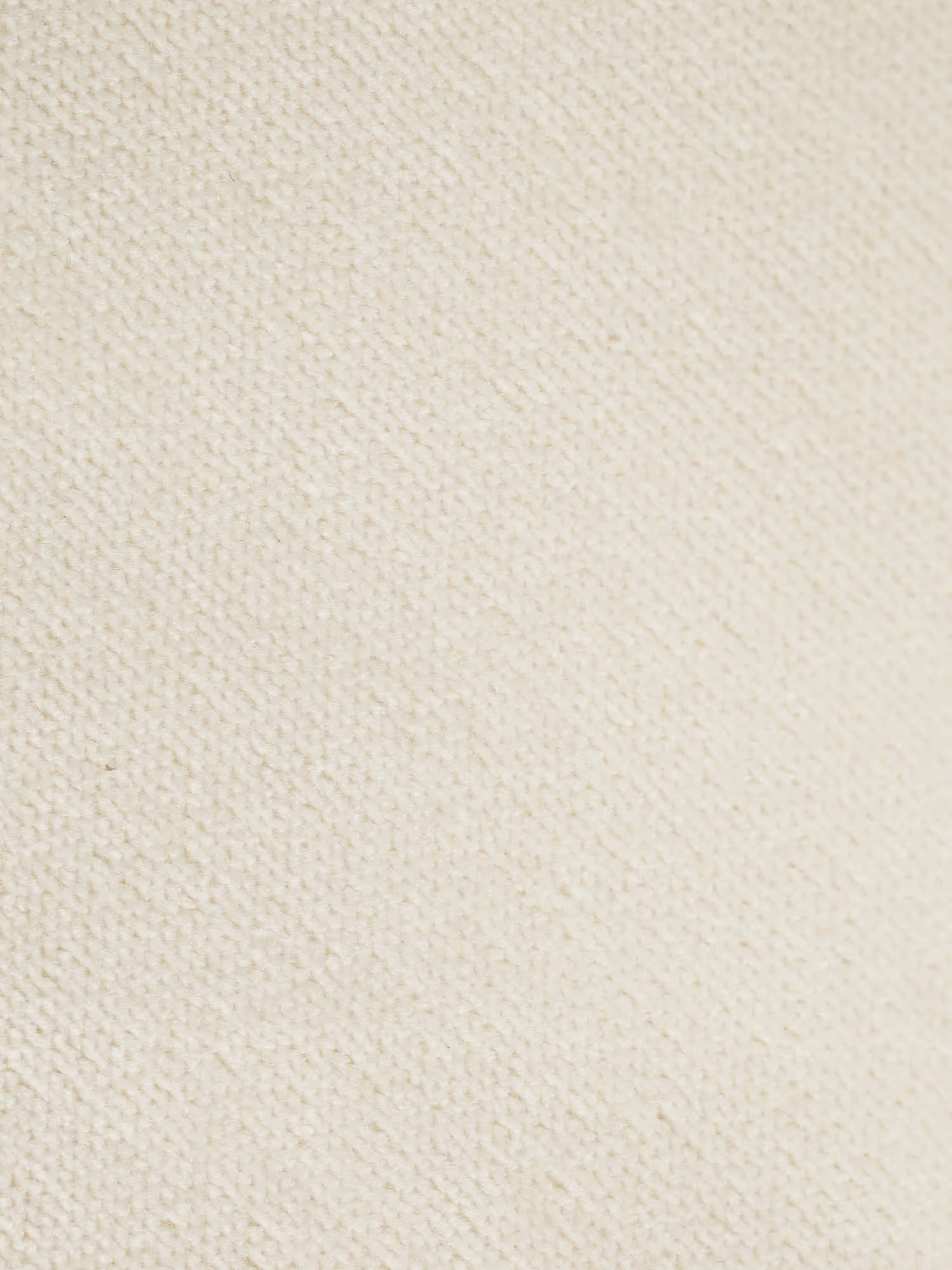 Primo piano dell’elegante tessuto vellutino color crema utilizzato per il divano Michelangelo 4 Posti di Divani.Store. La trama a rilievo e i fili intrecciati a fitto creano un delicato motivo a griglia che mette in risalto la composizione T30 del tessuto, resistente e antimacchia: perfetta per il rivestimento di questo divano moderno con 3 sedute estensibili e poggiatesta reclinabili. L’illuminazione uniforme esalta il fascino sofisticato e i raffinati dettagli superficiali di questo divano versatile.