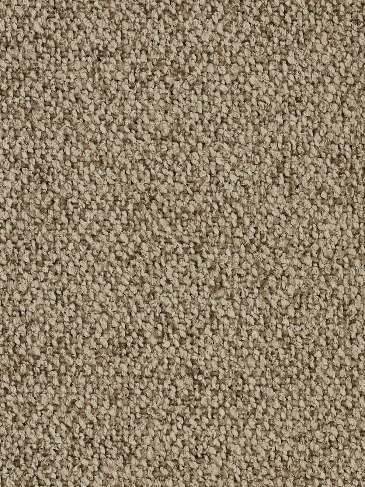 Un primo piano del tessuto beige dalla trama ruvida del divano angolare Croissant, dal design a fagiolo e con schienali scorrevoli, realizzato in morbido tessuto effetto cotone smacchiabile T33, caratterizzato da un fitto motivo a riccioli.