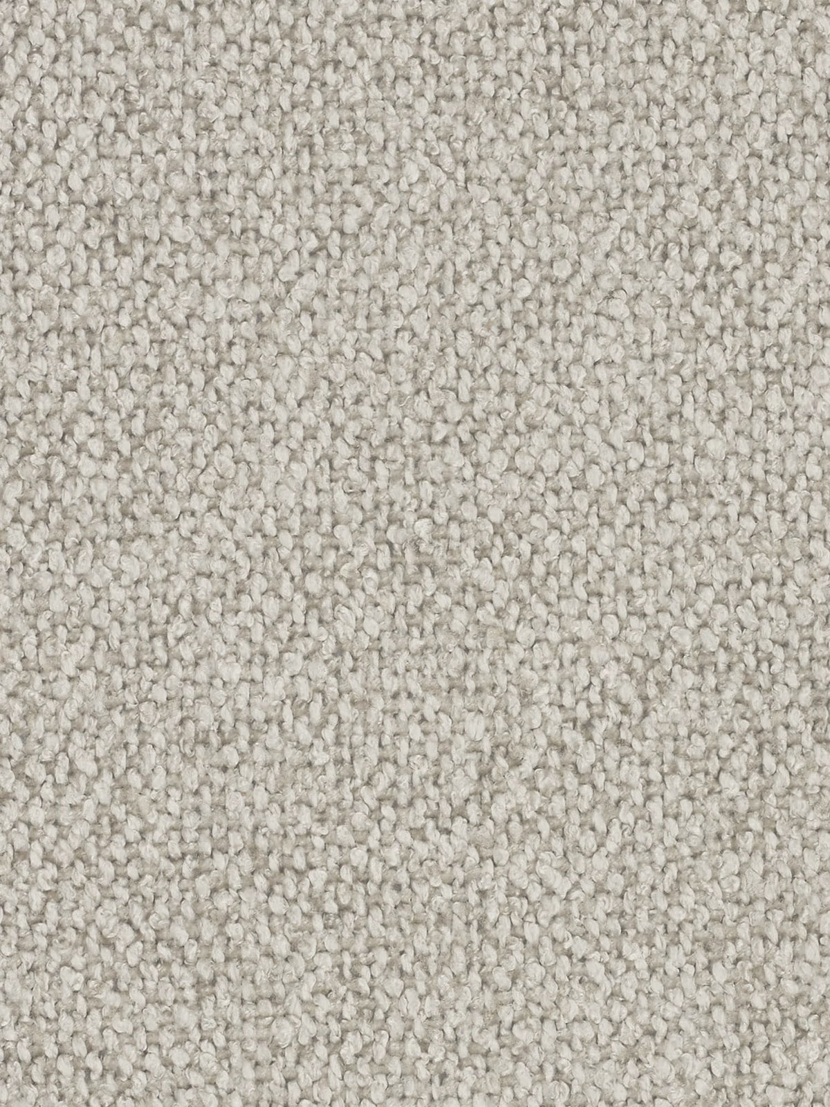 Primo piano su un tessuto beige chiaro con una trama a cappi irregolari, spessa e testurizzata, sul divano angolare Croissant dal design a fagiolo e schienali traslanti, realizzato in morbido tessuto effetto cotone smacchiabile T33.