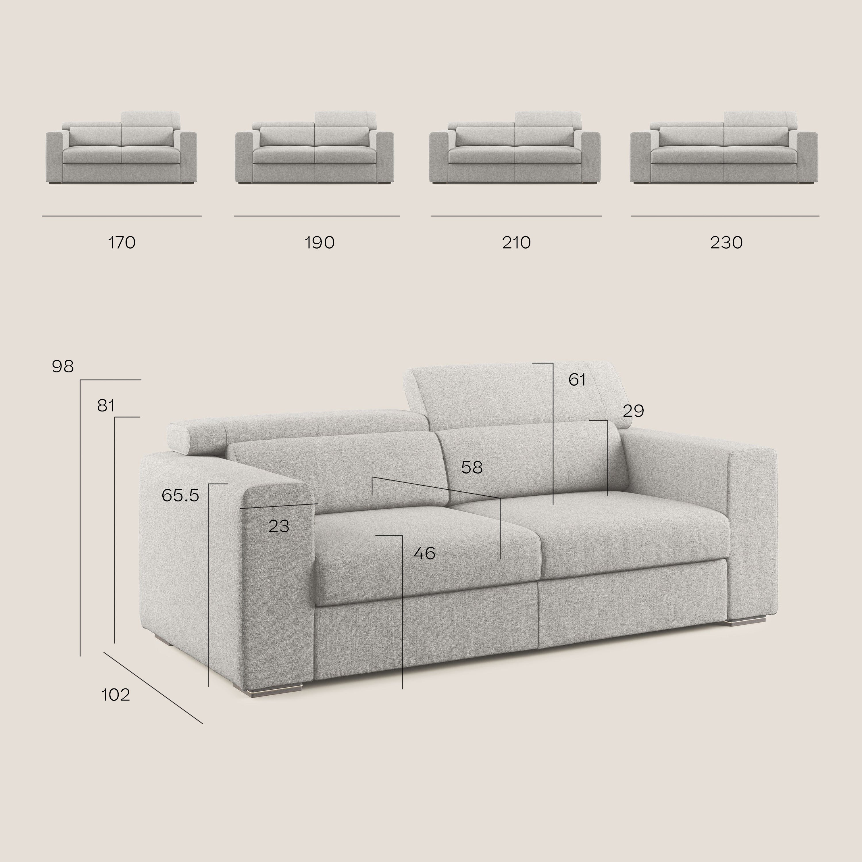 Vegas divano con poggiatesta reclinabili in microfibra smacchiabile T11 beige - divani.store