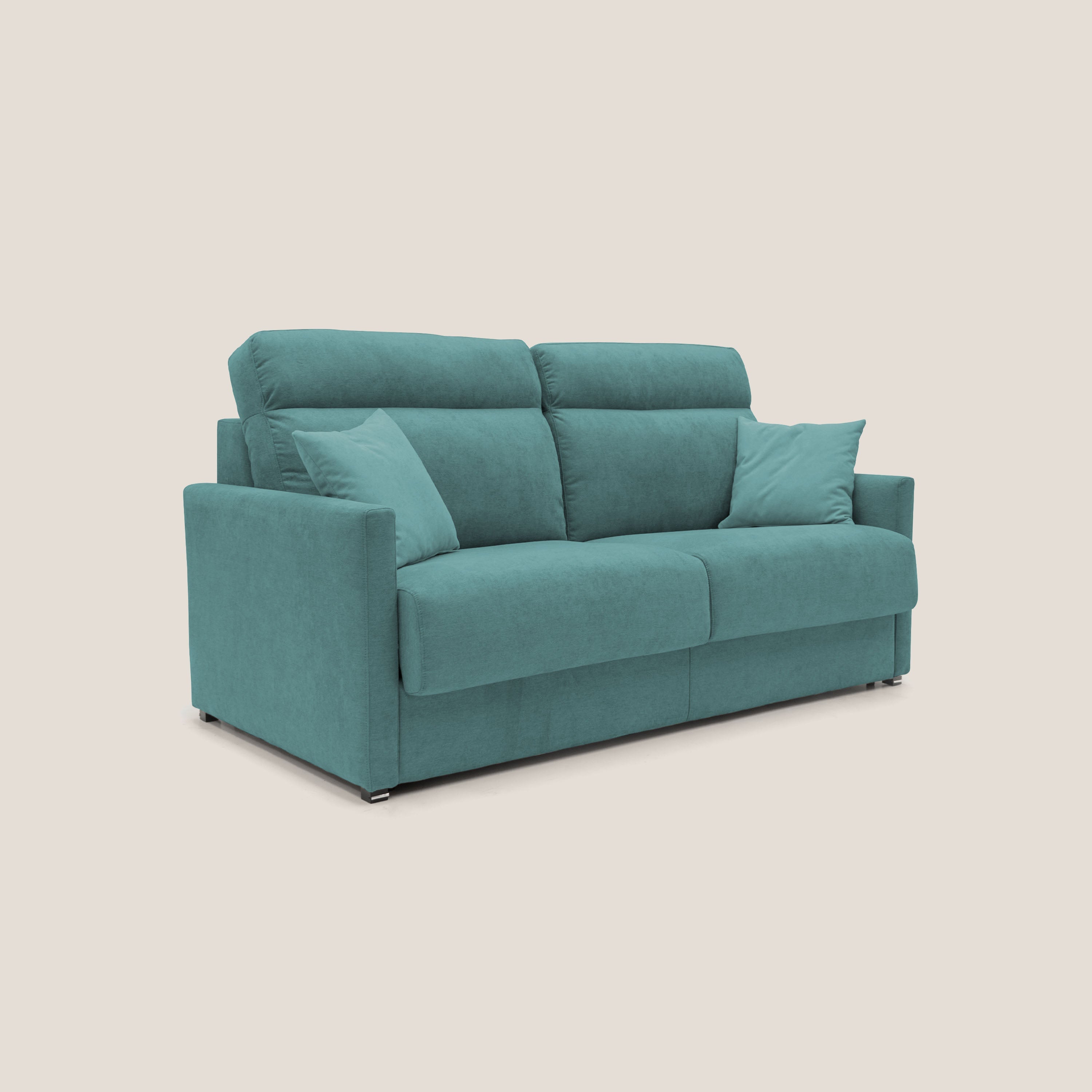 Margot Divano letto matrimoniale con schienale morbido alto in tessuto T02 petrolio - divani.store