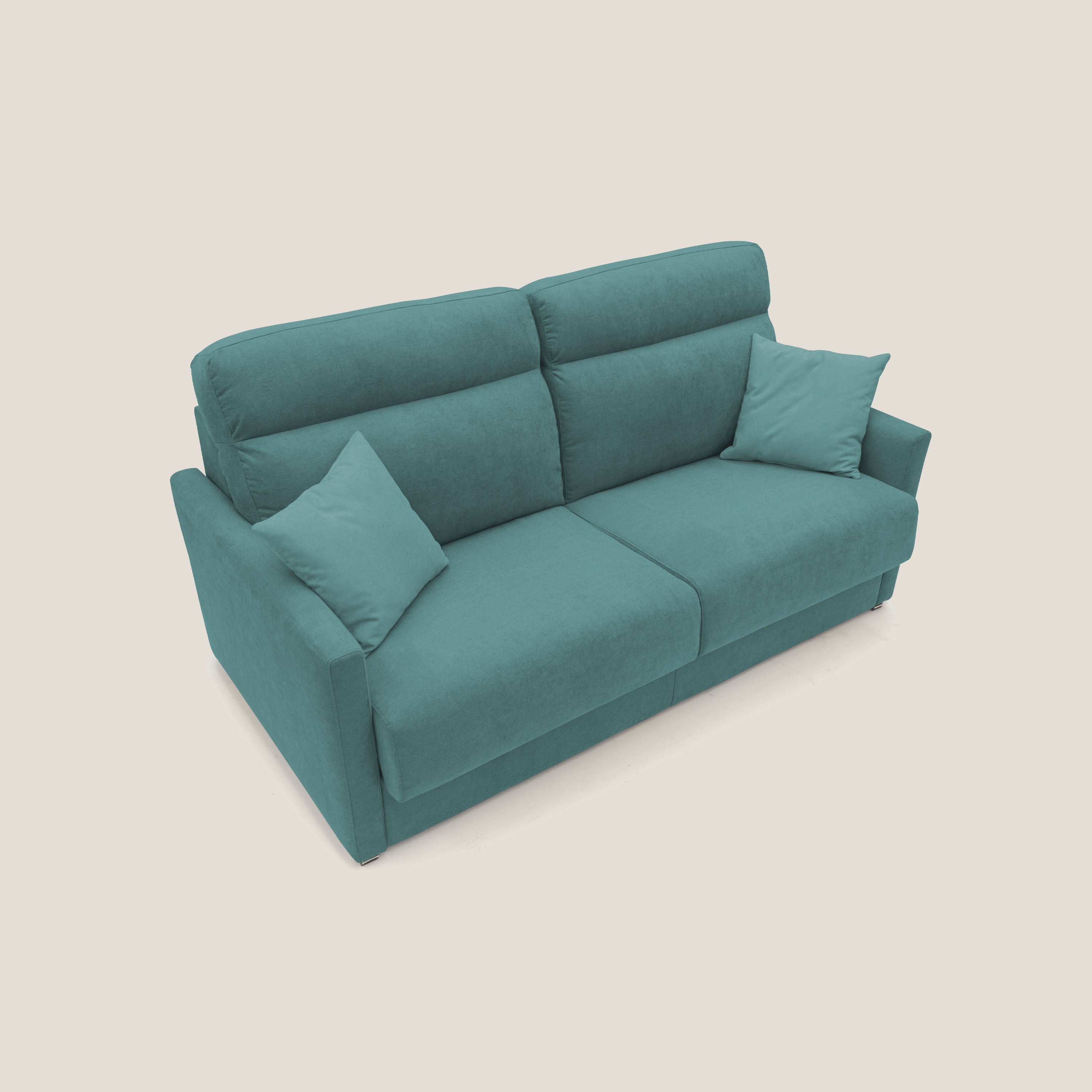 Margot Divano letto matrimoniale con schienale morbido alto in tessuto T02 petrolio - divani.store