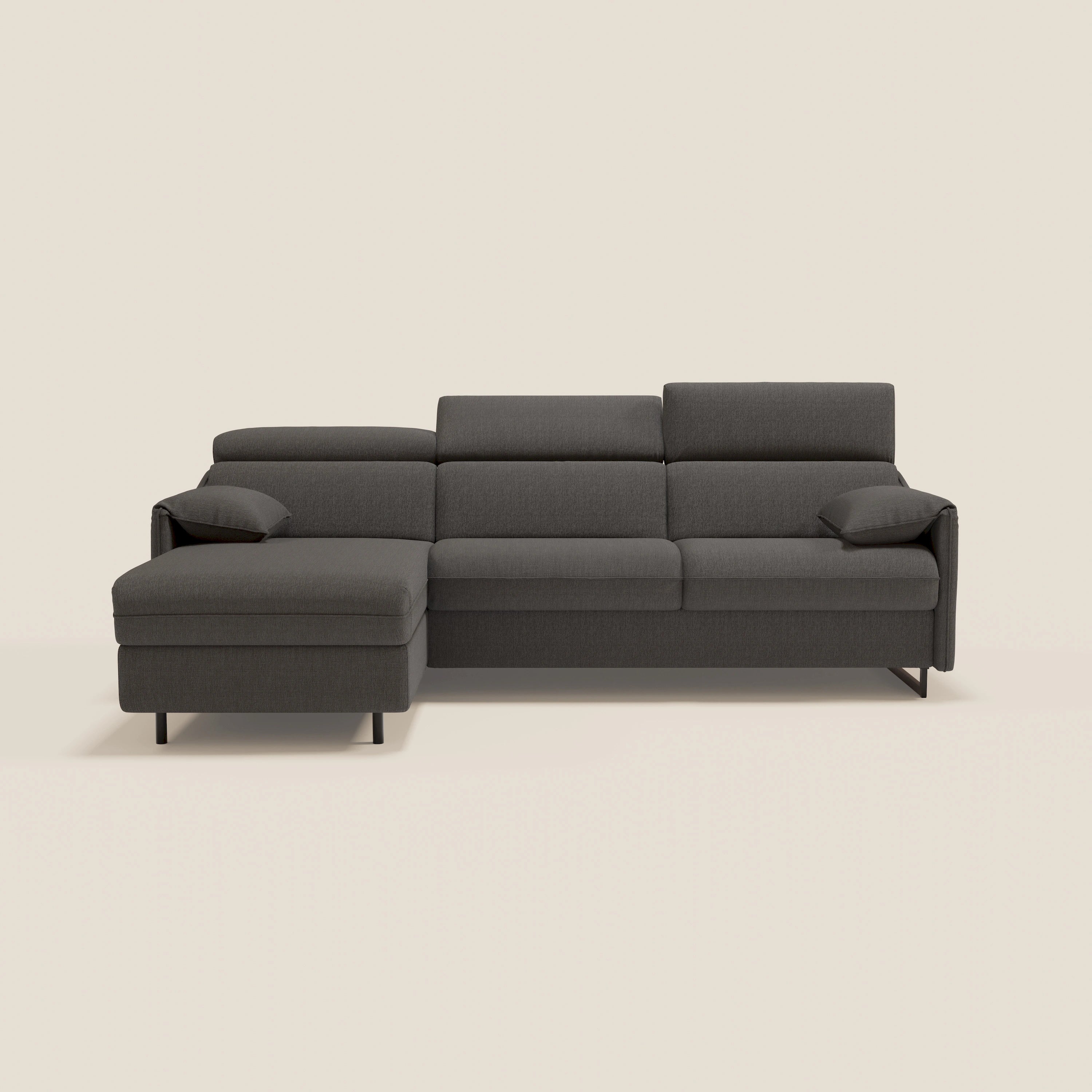 Violetta Divano Letto Angolare con Penisola contenitore, Poggiatesta e Materasso Alto H18 in tessuto impermeabile T13 - divani.store