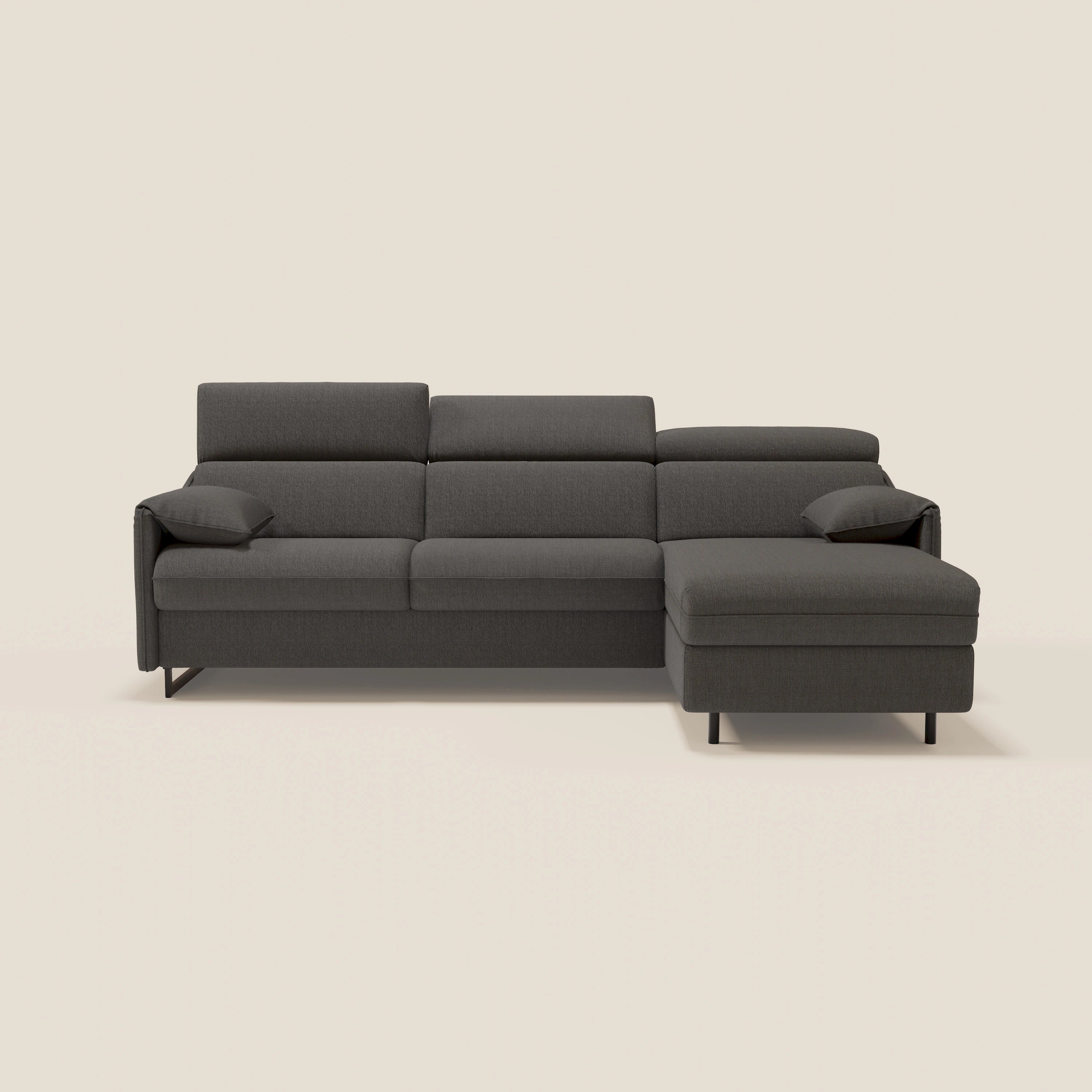 Violetta Divano Letto Angolare con Penisola contenitore, Poggiatesta e Materasso Alto H18 in tessuto impermeabile T13 - divani.store