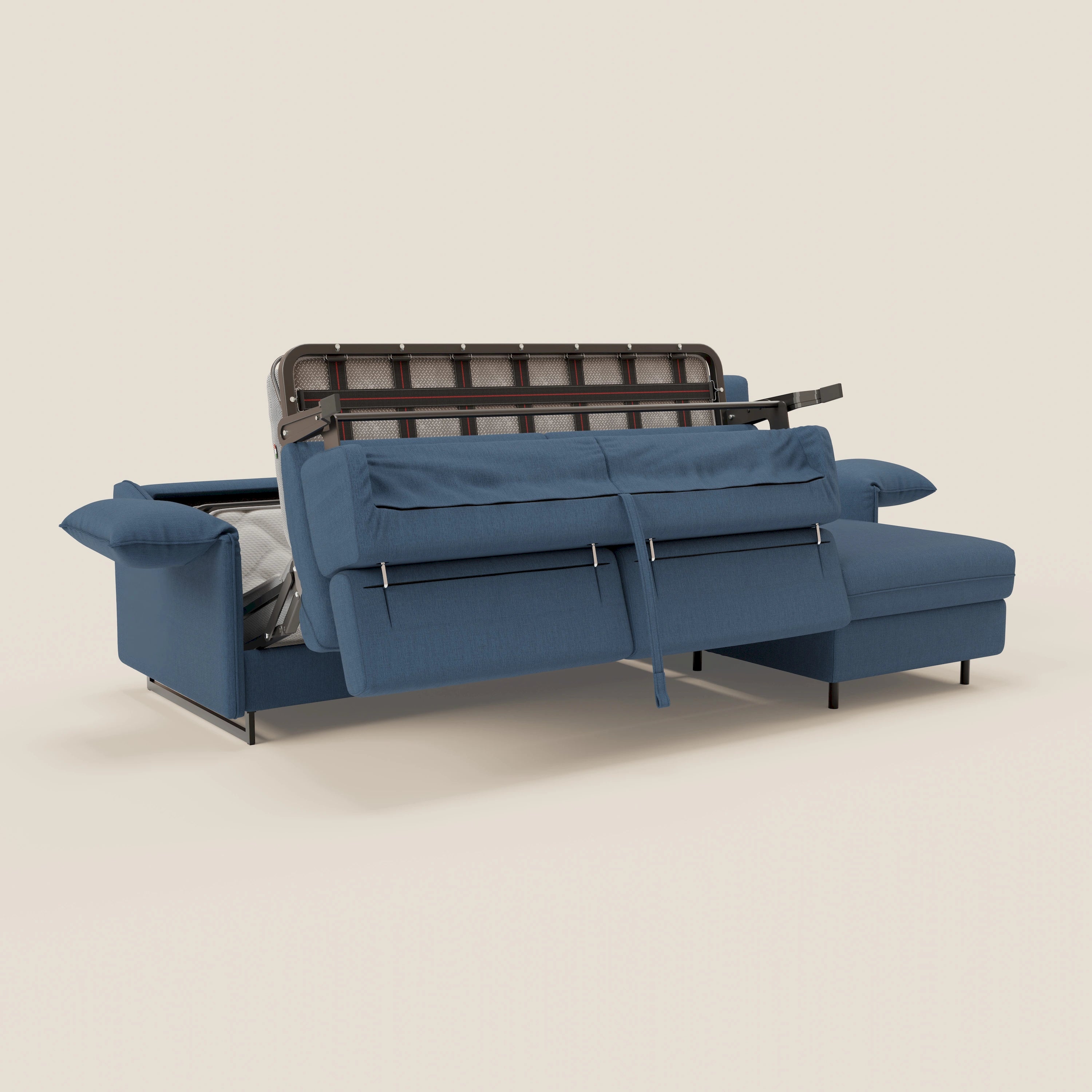 Violetta Divano Letto Angolare con Penisola contenitore, Poggiatesta e Materasso Alto H18 in tessuto impermeabile T13 - divani.store