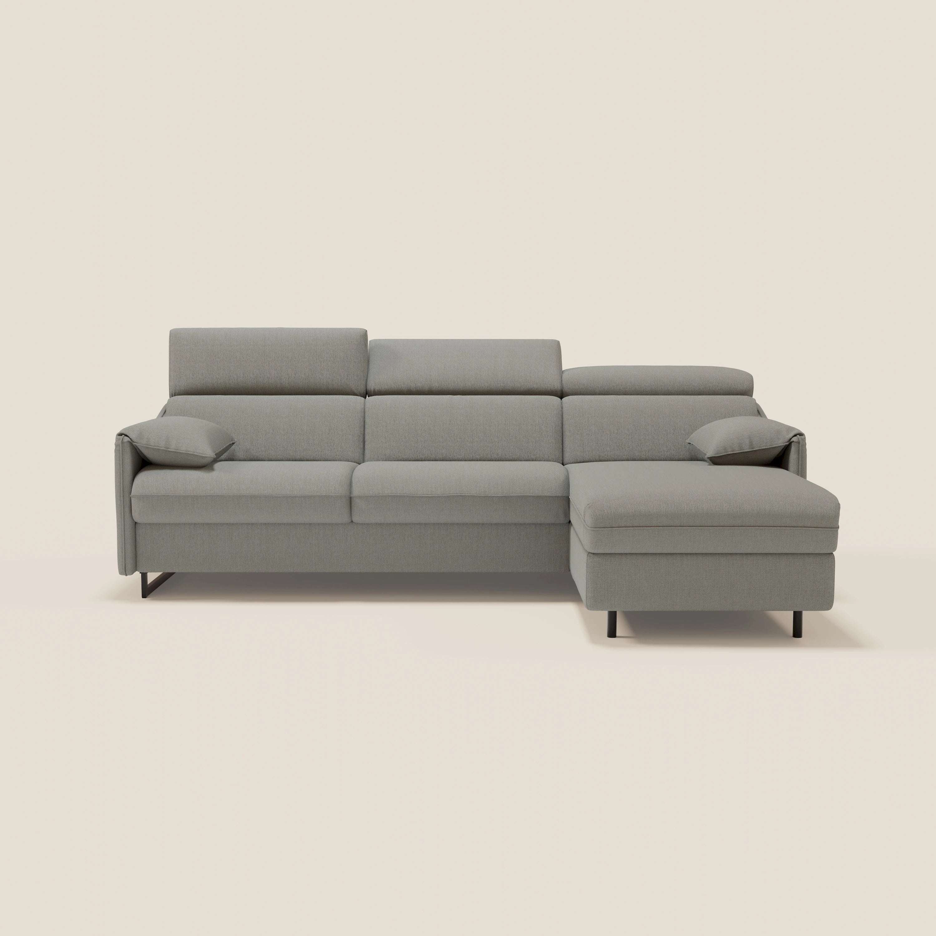 Violetta Divano Letto Angolare con Penisola contenitore, Poggiatesta e Materasso Alto H18 in tessuto impermeabile T13 - divani.store