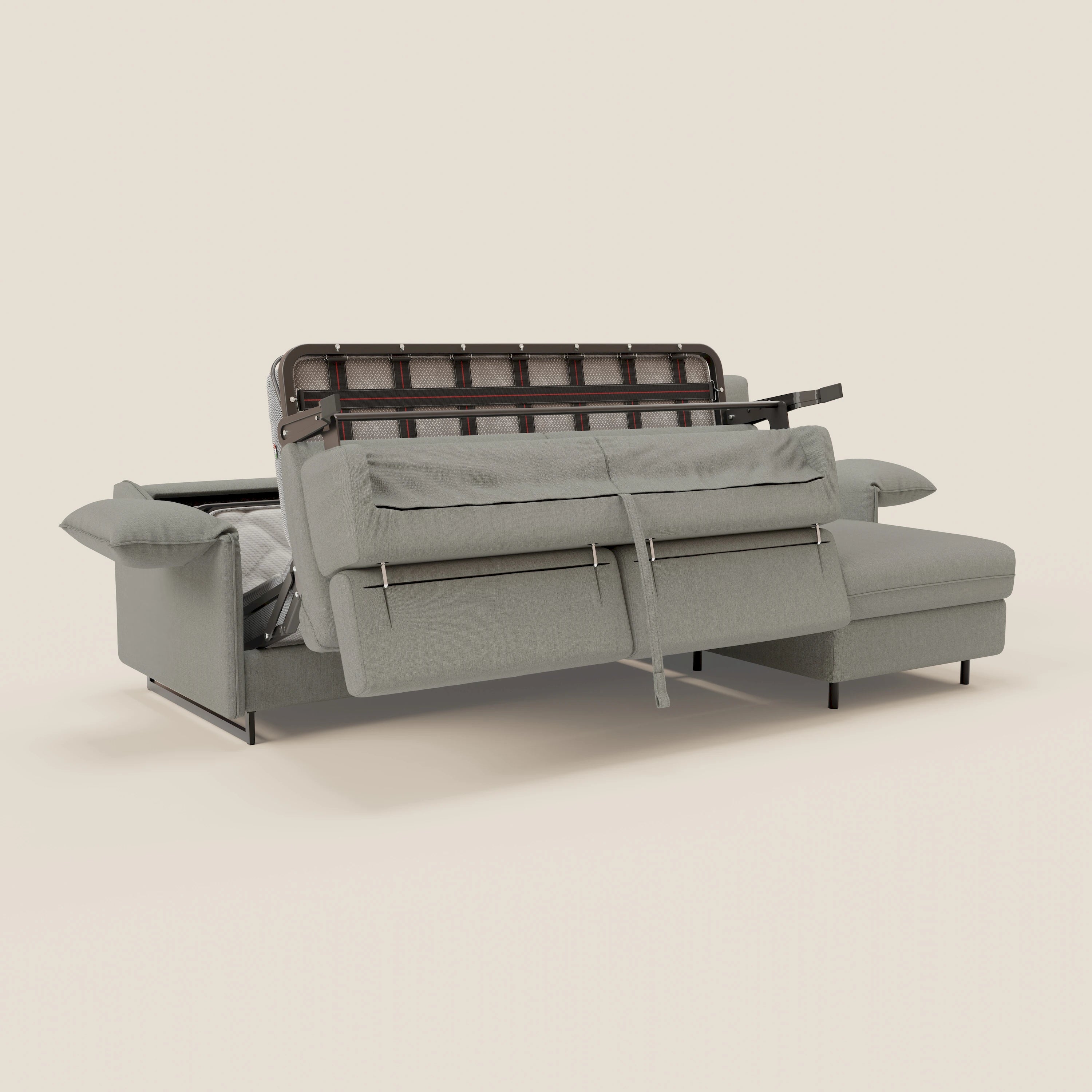 Violetta Divano Letto Angolare con Penisola contenitore, Poggiatesta e Materasso Alto H18 in tessuto impermeabile T13 - divani.store