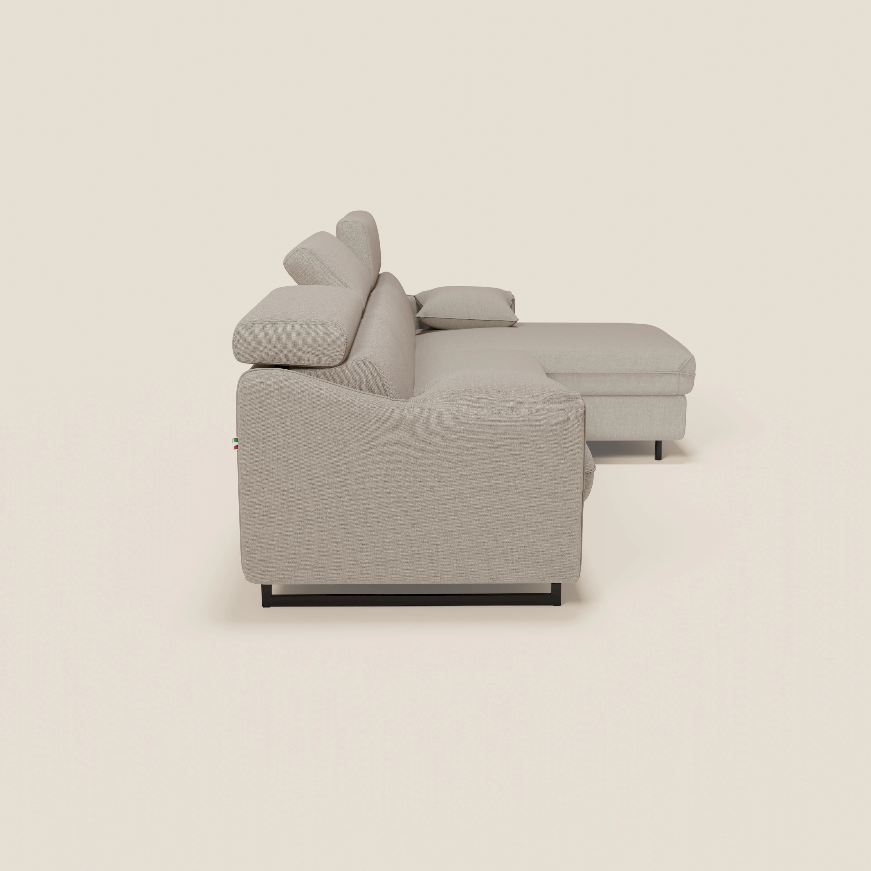 Violetta Divano Letto Angolare con Penisola contenitore, Poggiatesta e Materasso Alto H18 in tessuto impermeabile T13 - divani.store