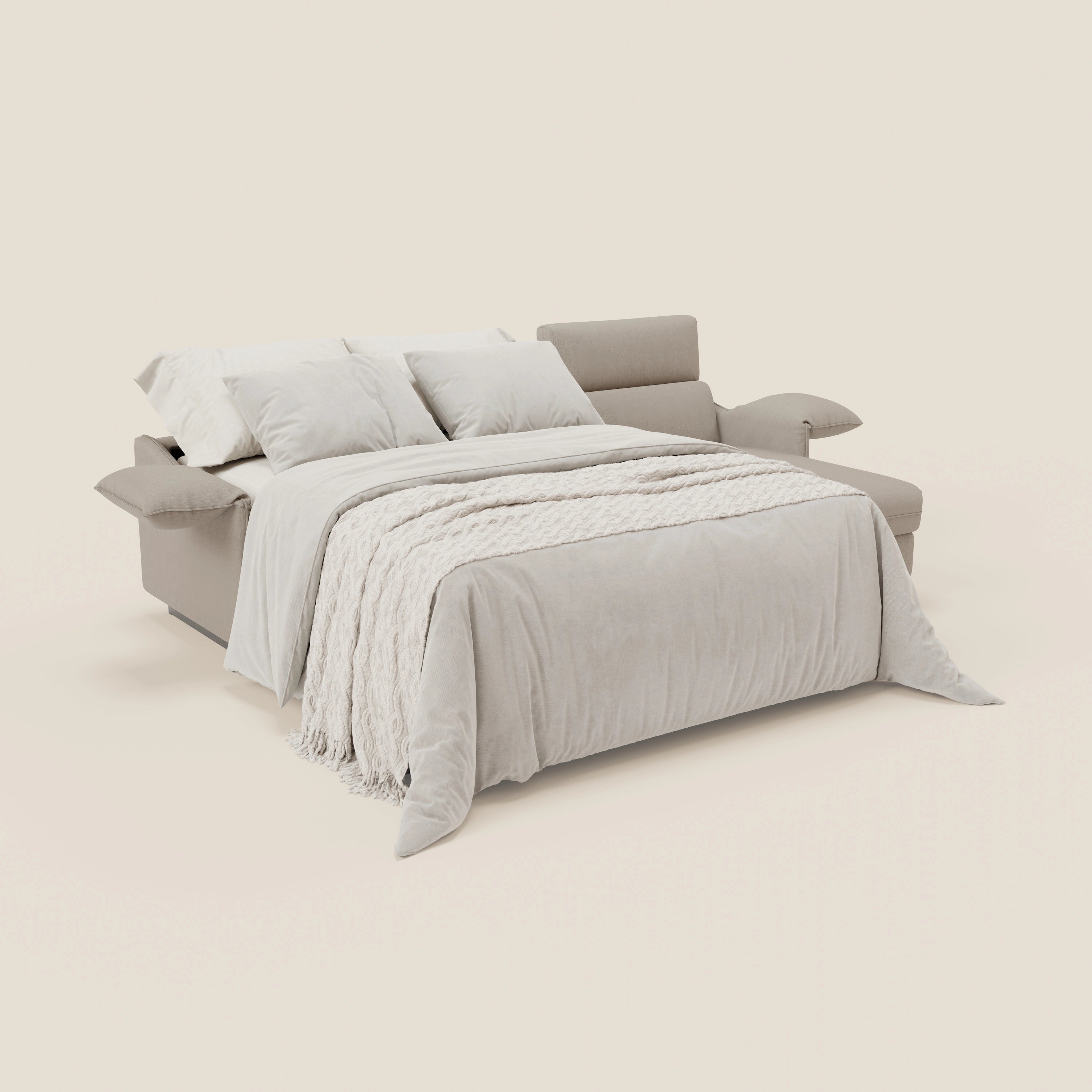 Violetta Divano Letto Angolare con Penisola contenitore, Poggiatesta e Materasso Alto H18 in tessuto impermeabile T13 - divani.store