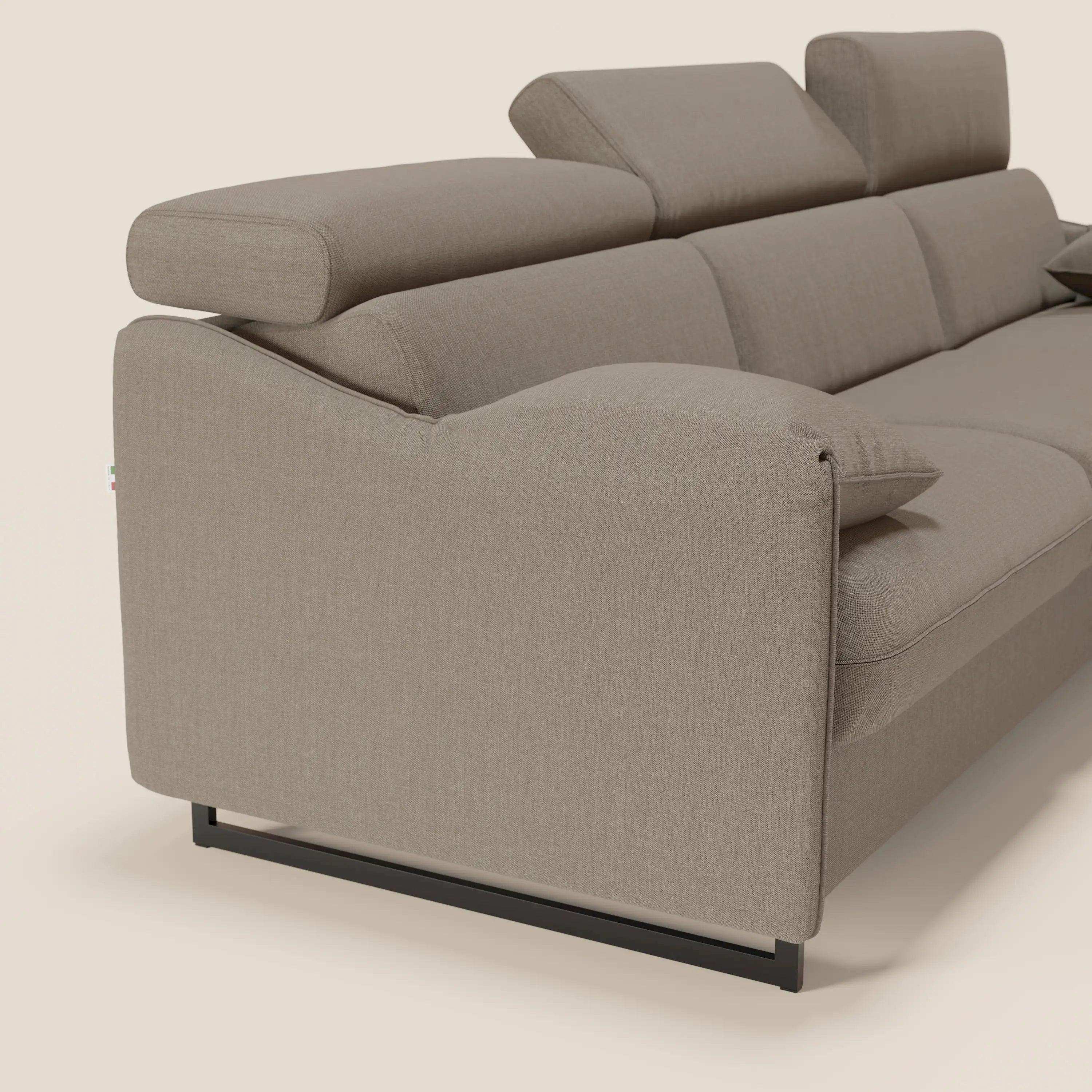 Violetta Divano Letto Angolare con Penisola contenitore, Poggiatesta e Materasso Alto H18 in tessuto impermeabile T13 - divani.store