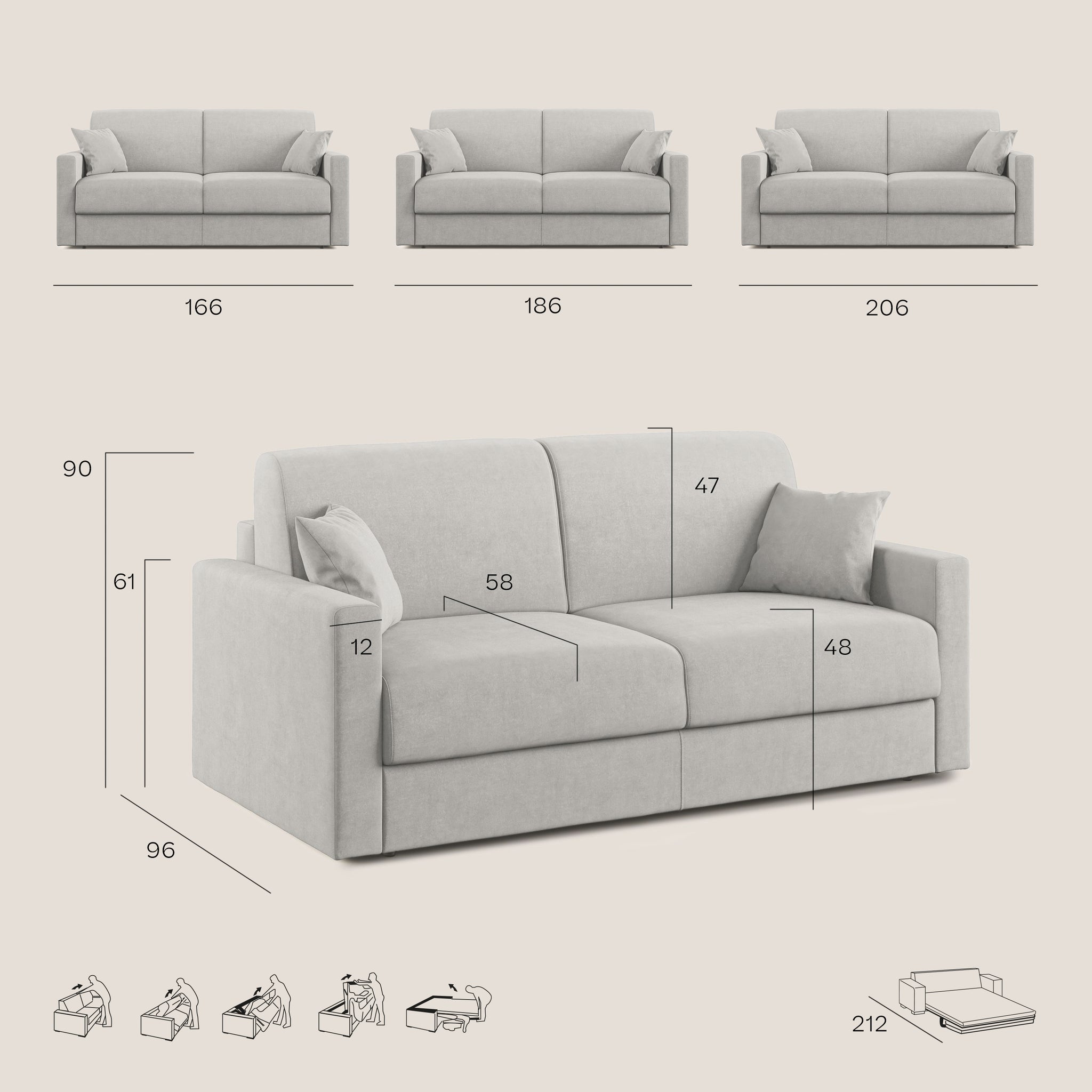 Chris Schlafsofa 186 cm (mat. 140x197 cm) aus wasserfestem Stoff T13 GELB