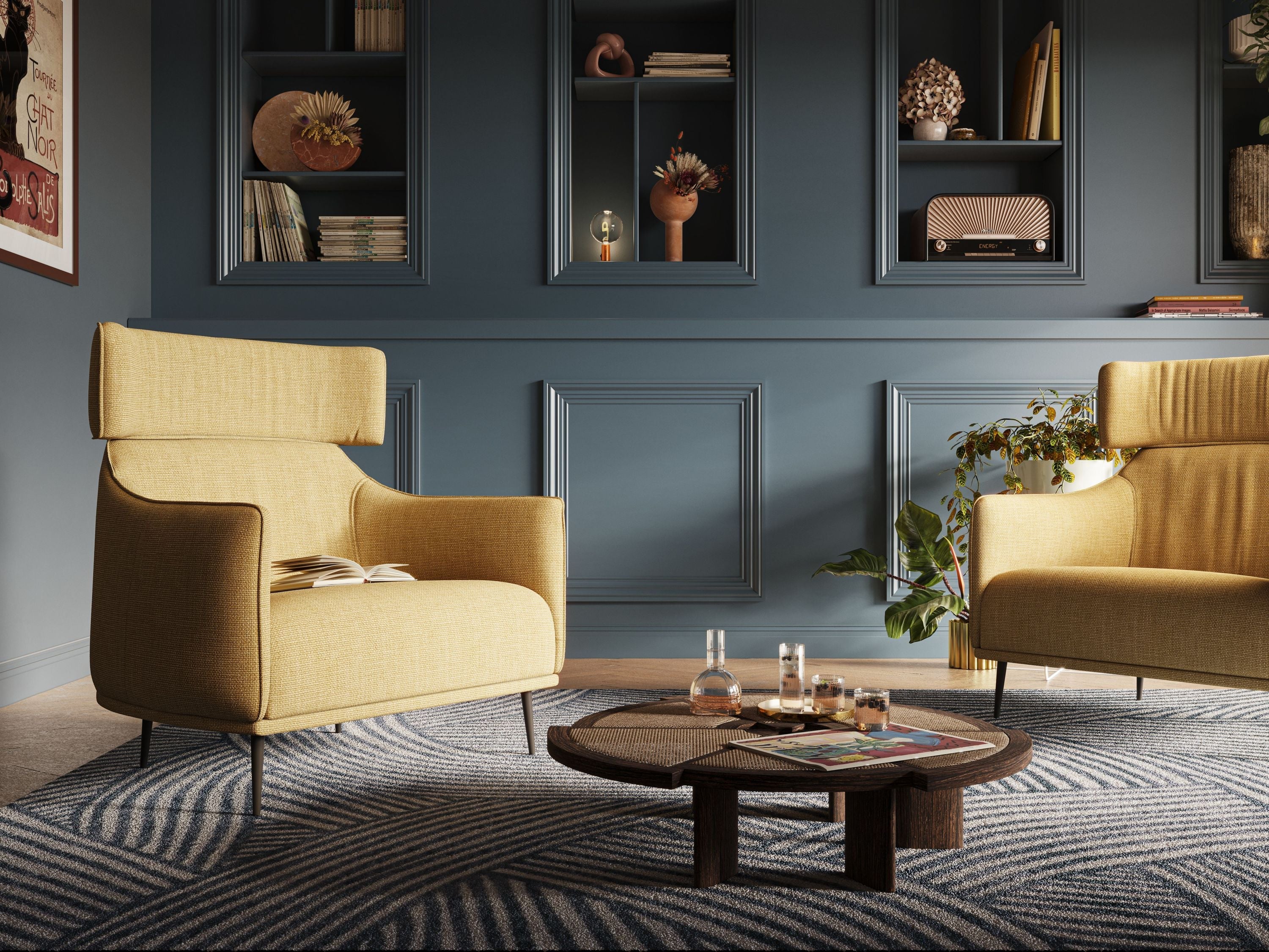 Zelda Poltroncina dal design moderno in morbido tessuto impermeabile T06 giallo - divani.store