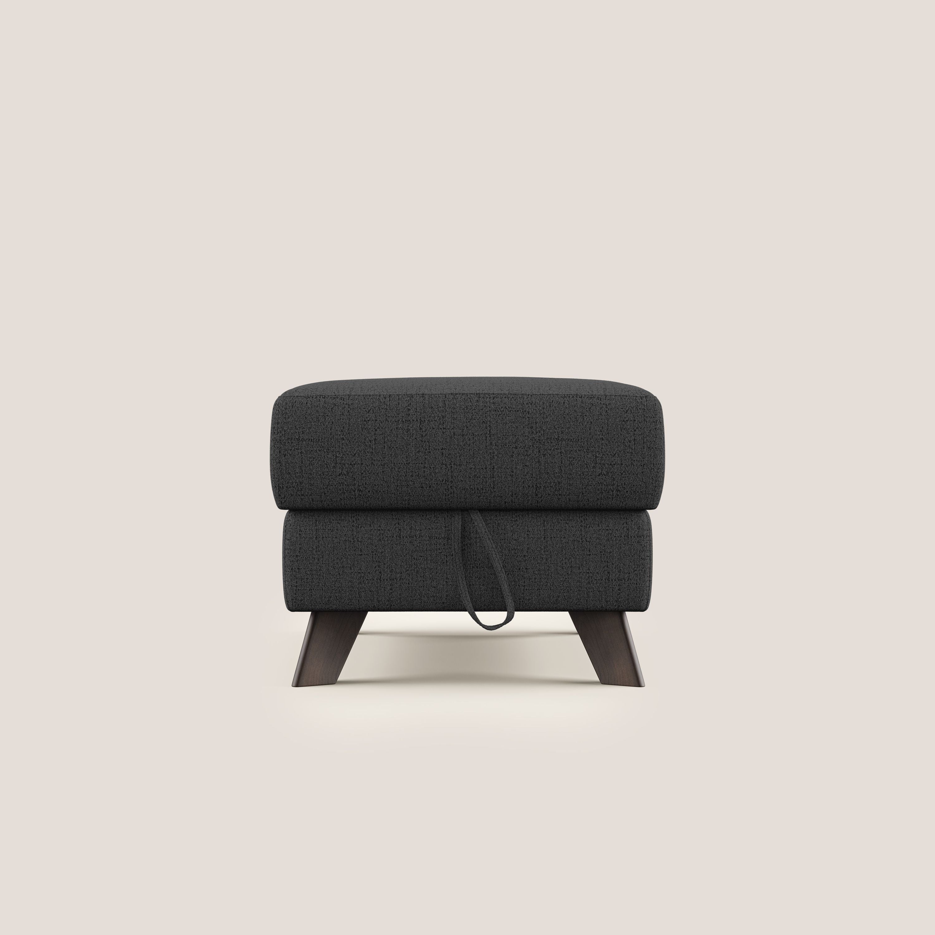 Moon Pouf contenitore e piedini alti in tessuto morbido impermeabile fiammato T03 antracite - divani.store