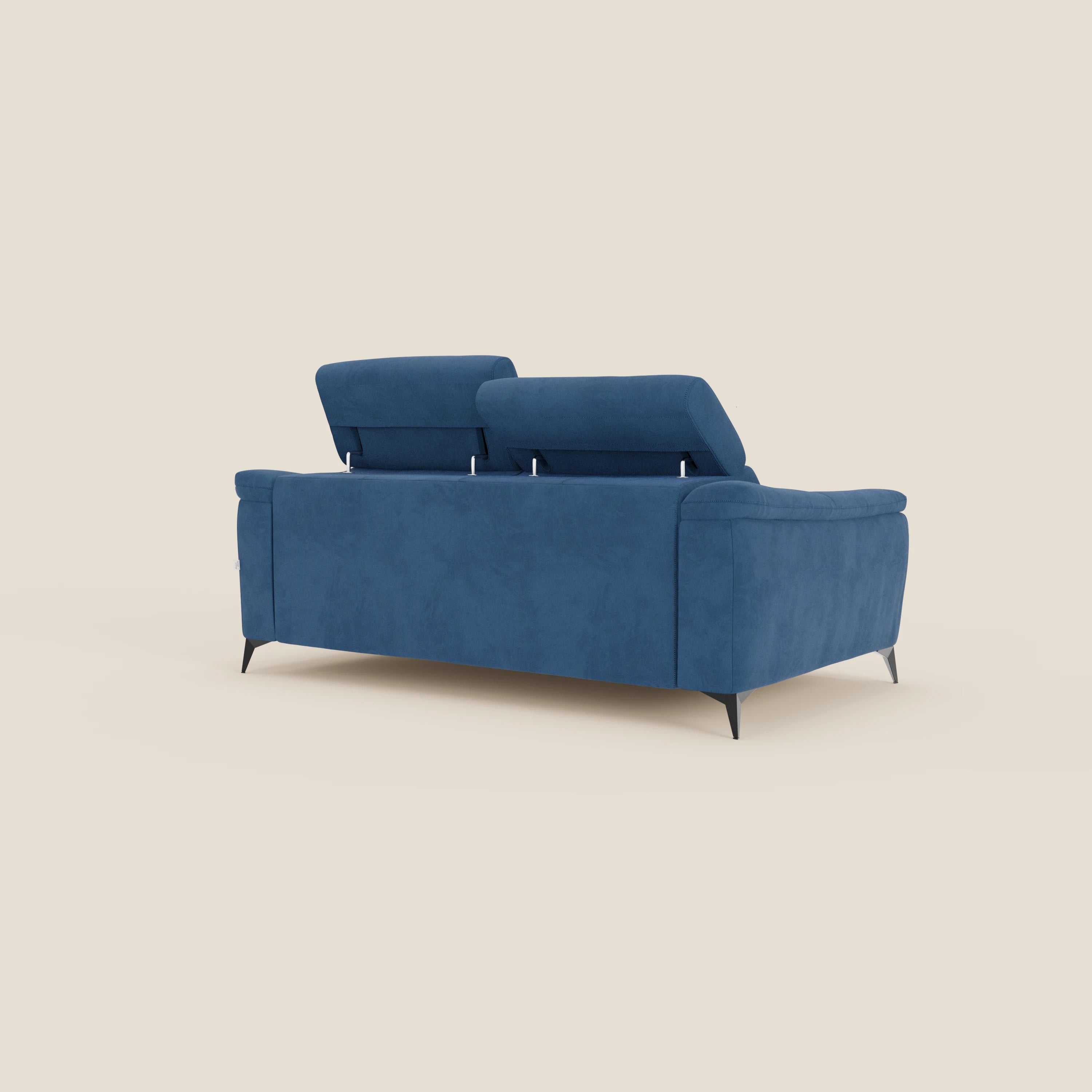 Arcos 3-Sitzer-Sofa – hohe Füße und verstellbare Kopfstützen aus wasserabweisender Mikrofaser T11 blau