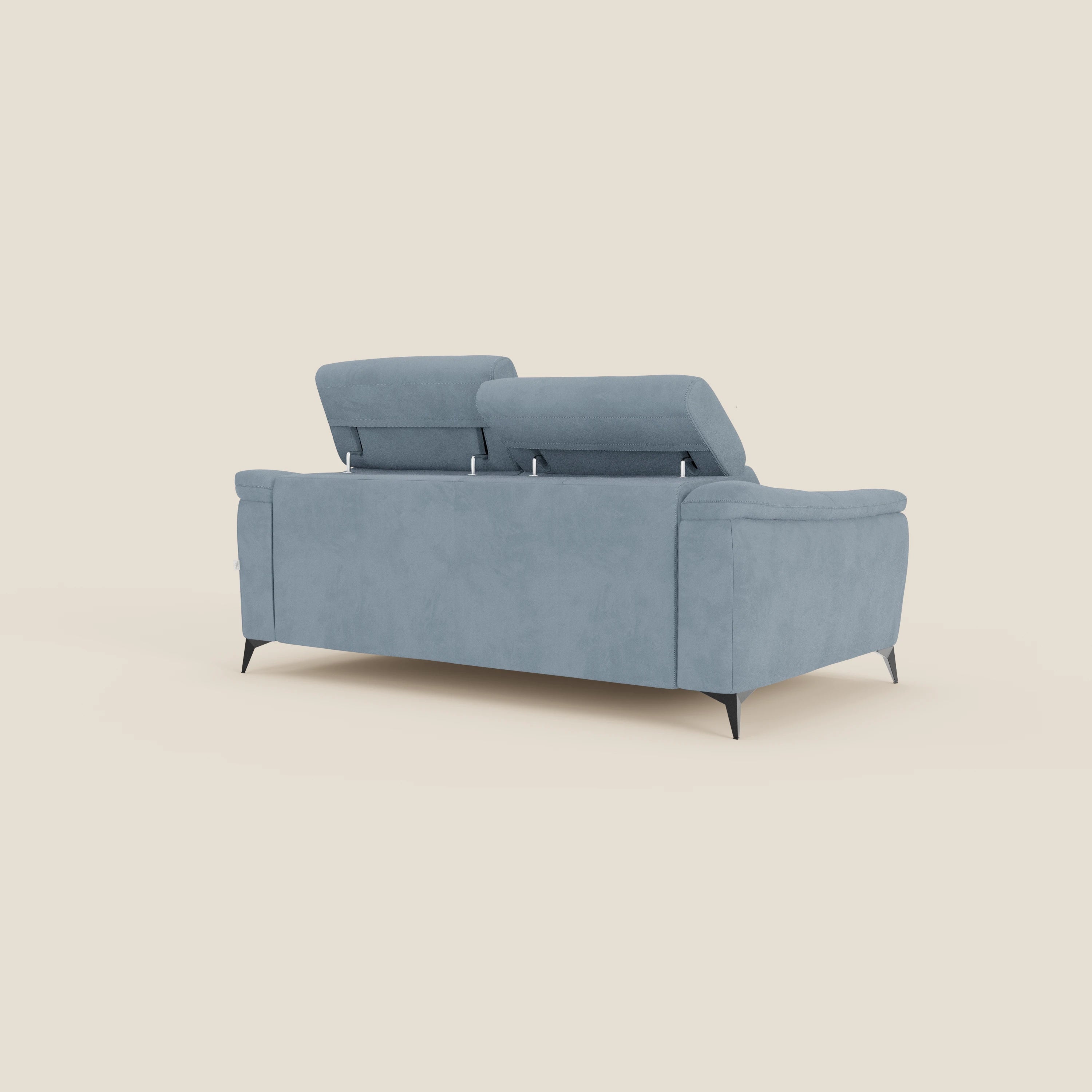 Arcos 3-Sitzer-Sofa – hohe Füße und verstellbare Kopfstützen aus wasserabweisender Mikrofaser T11 baby blau